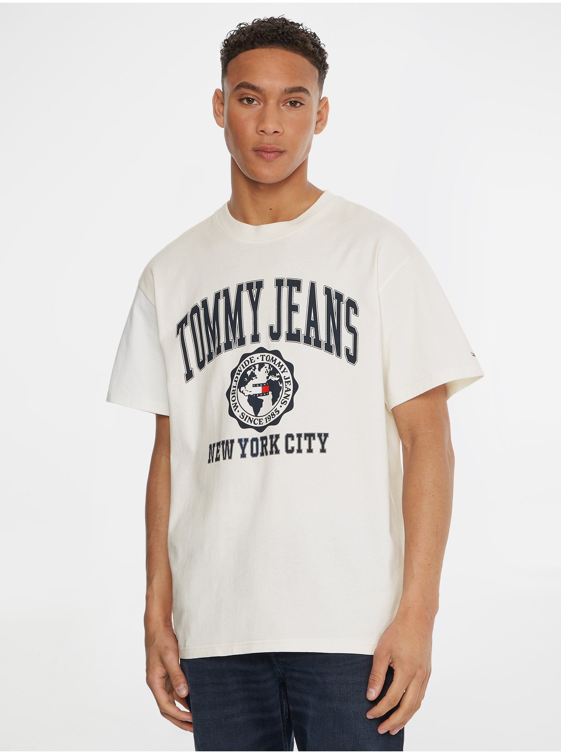 Krémové pánske tričko Tommy Jeans - MUŽI
