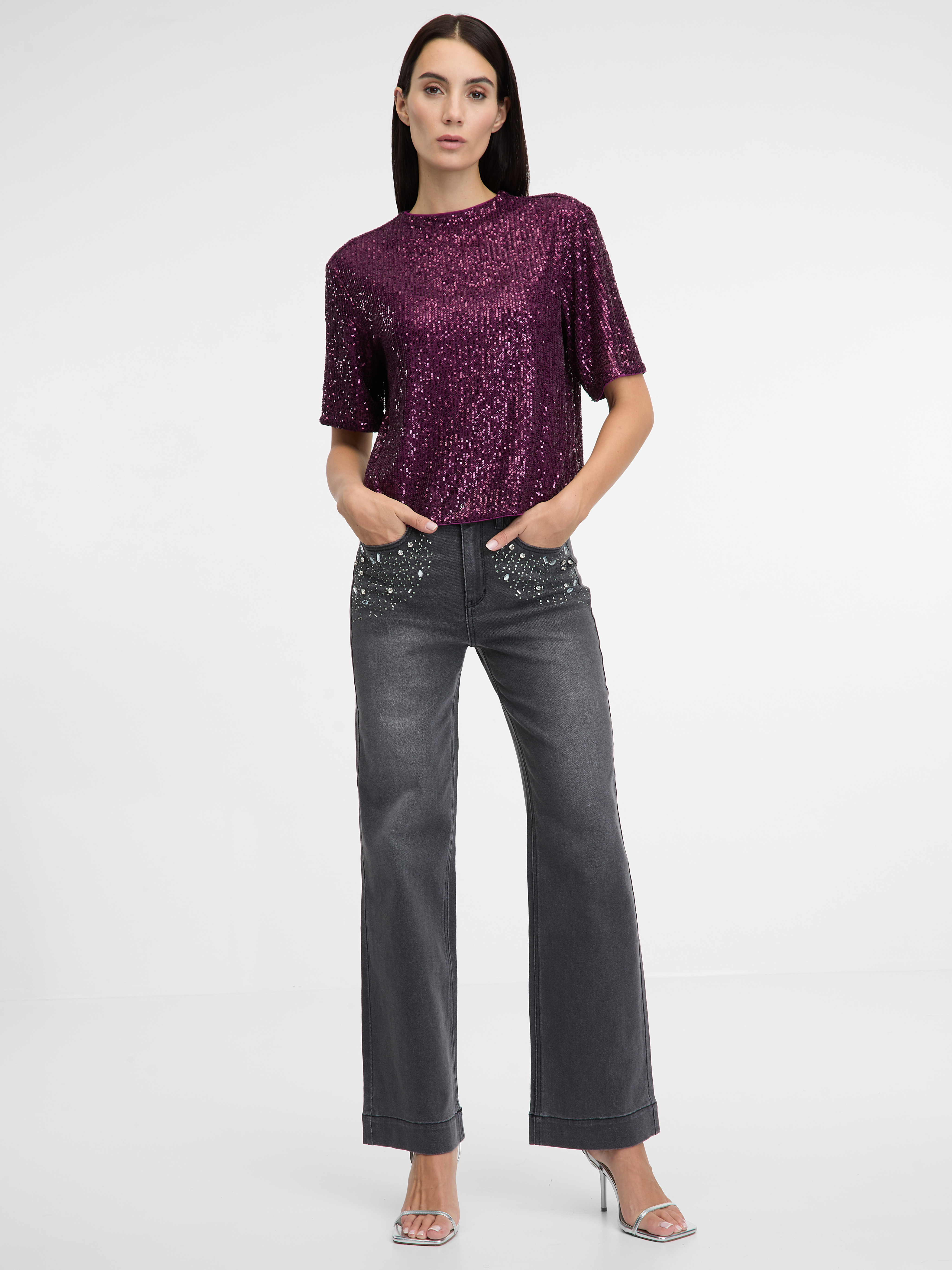 Dark grey women&#039;s wide leg jeans ORSAY - Women&#039;s
