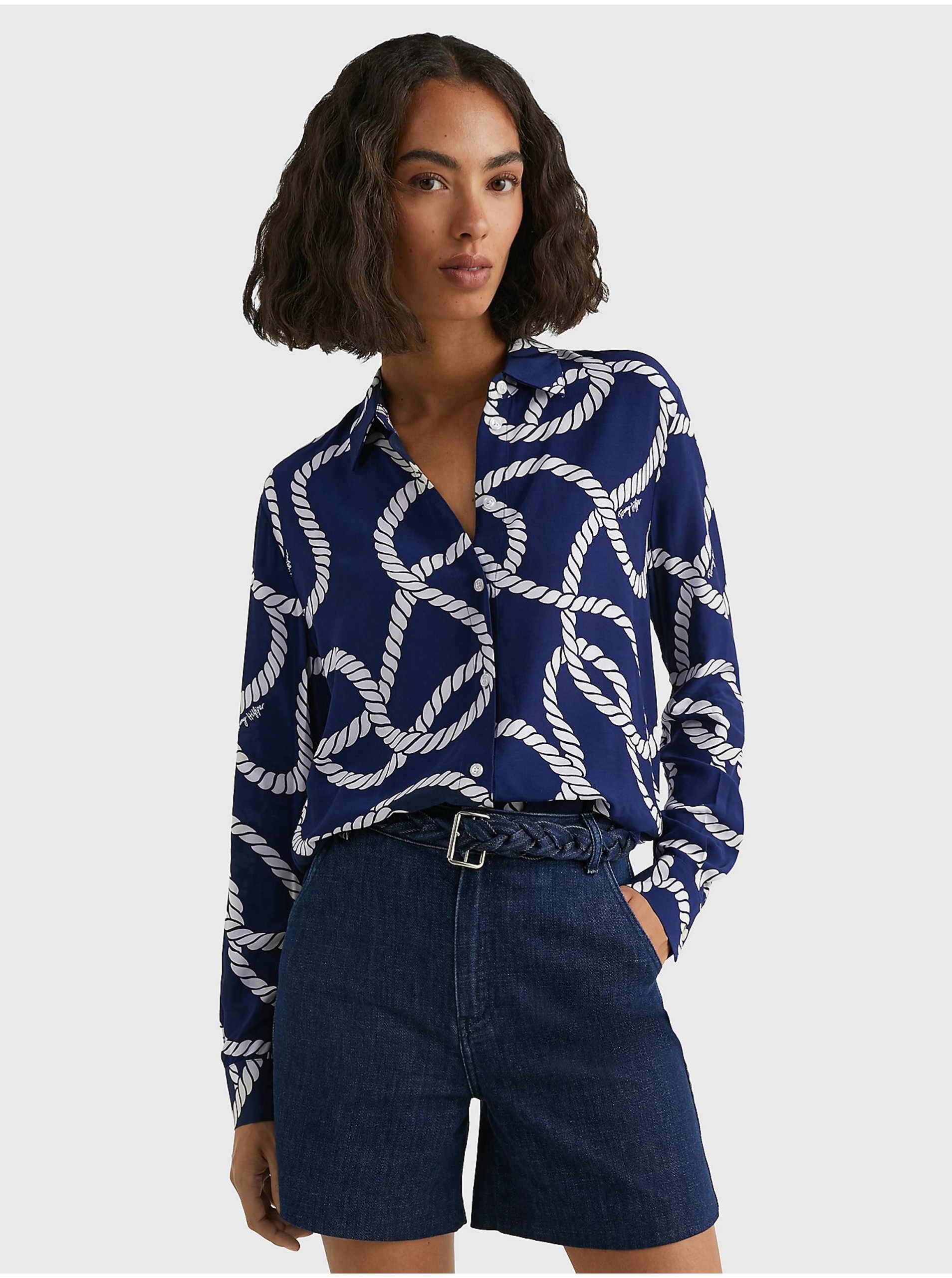 Dark blue Ladies Patterned Shirt Tommy Hilfiger - Women