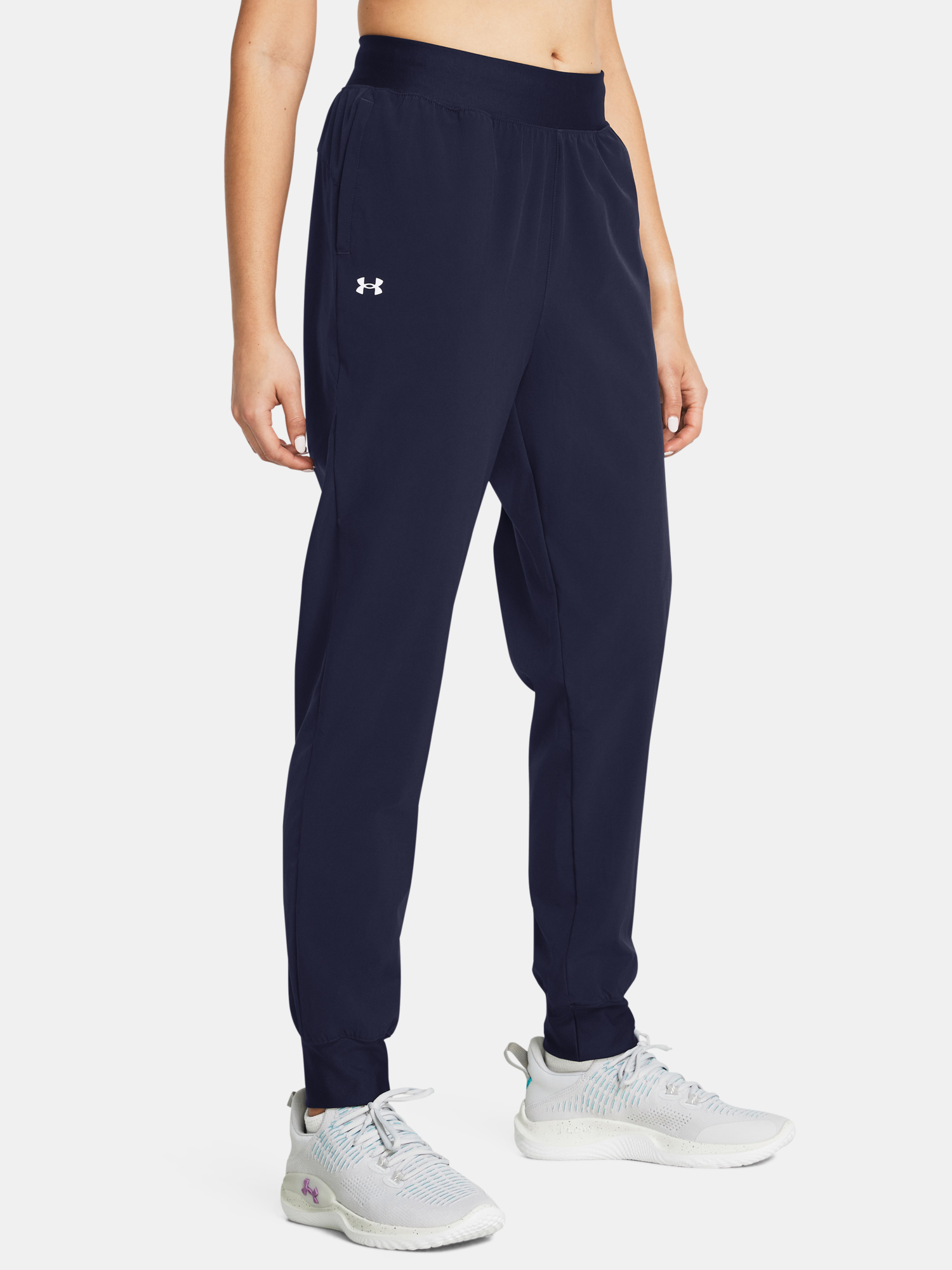 Womens Sports Pants Under Armour UA Rival Hi Rise Woven Pant-BLU - Womens