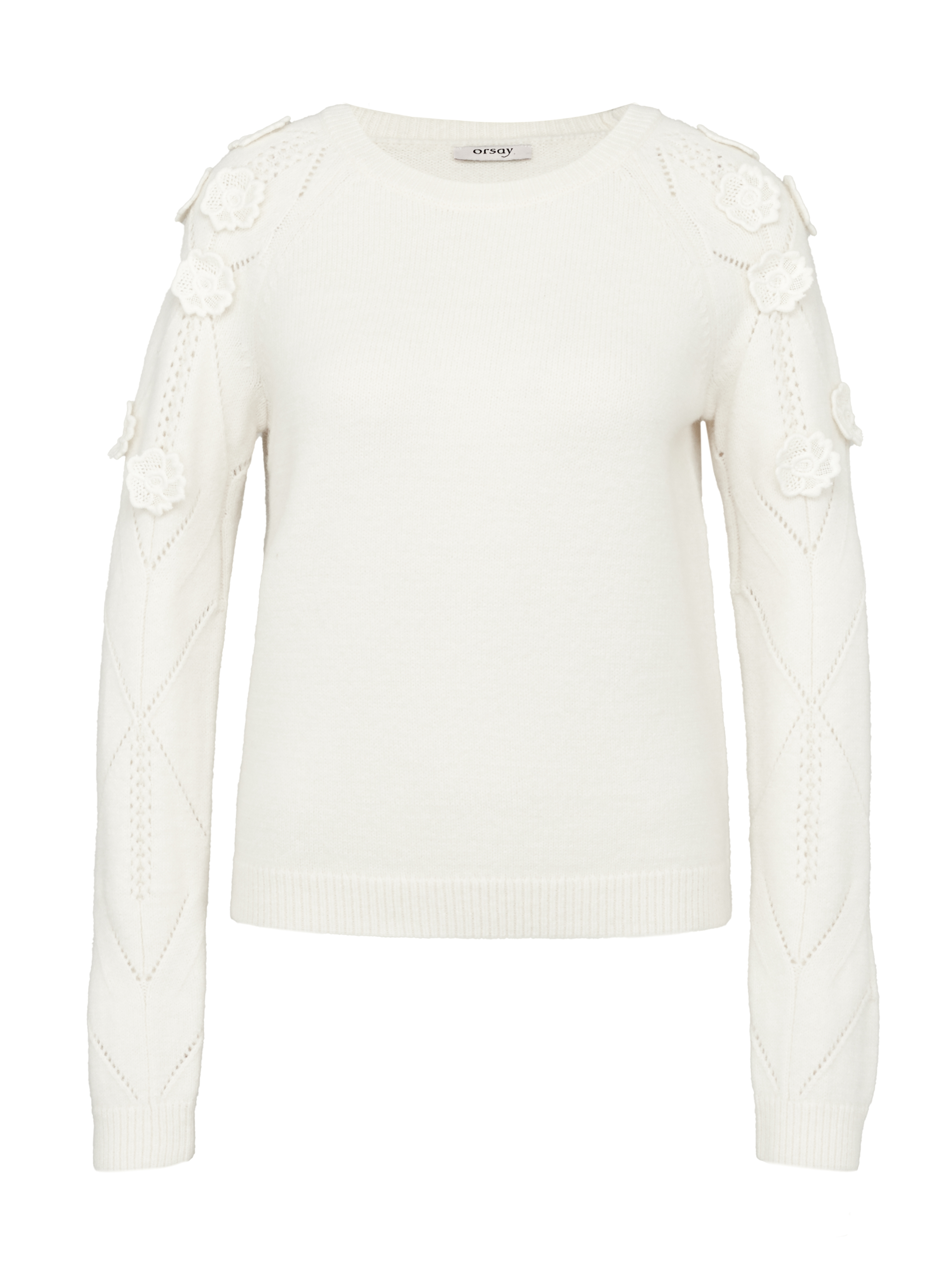Cream women's sweater with floral application ORSAY - Women