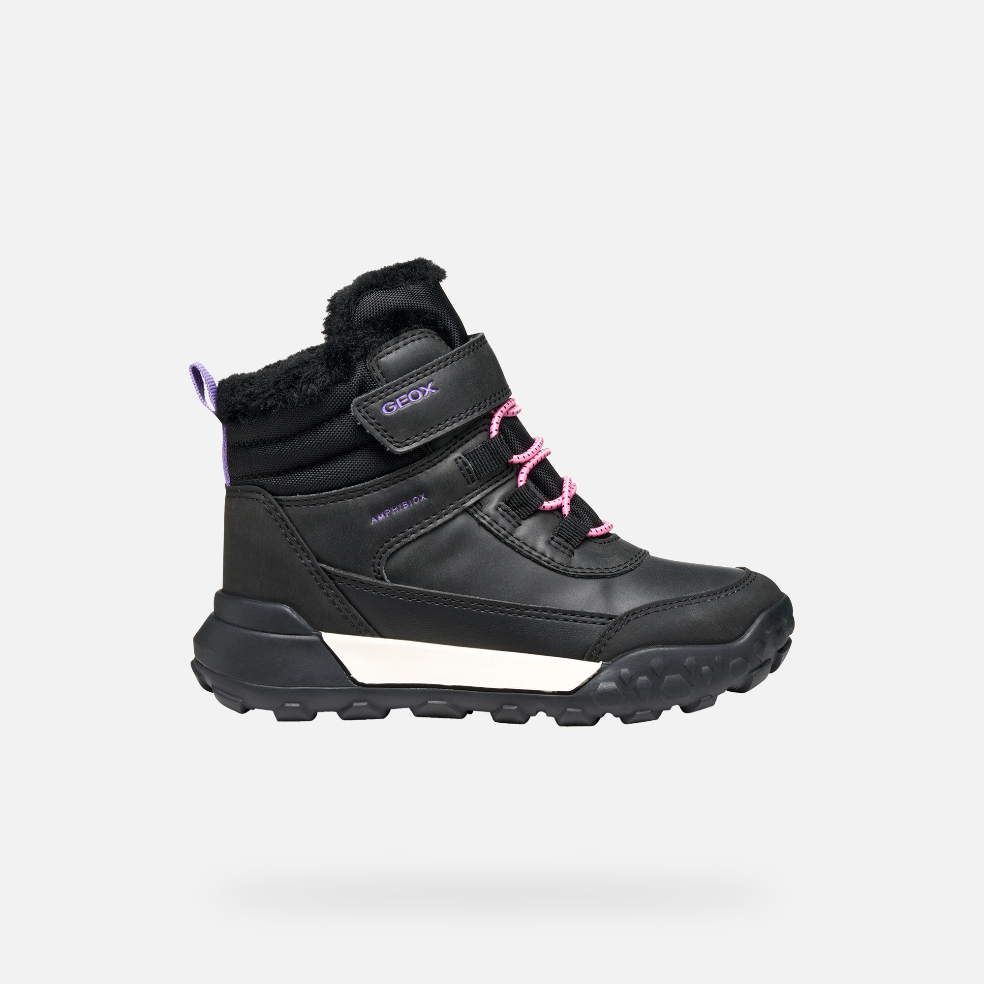 Black Girls Ankle Boots Geox Trekkyup AB - Girls