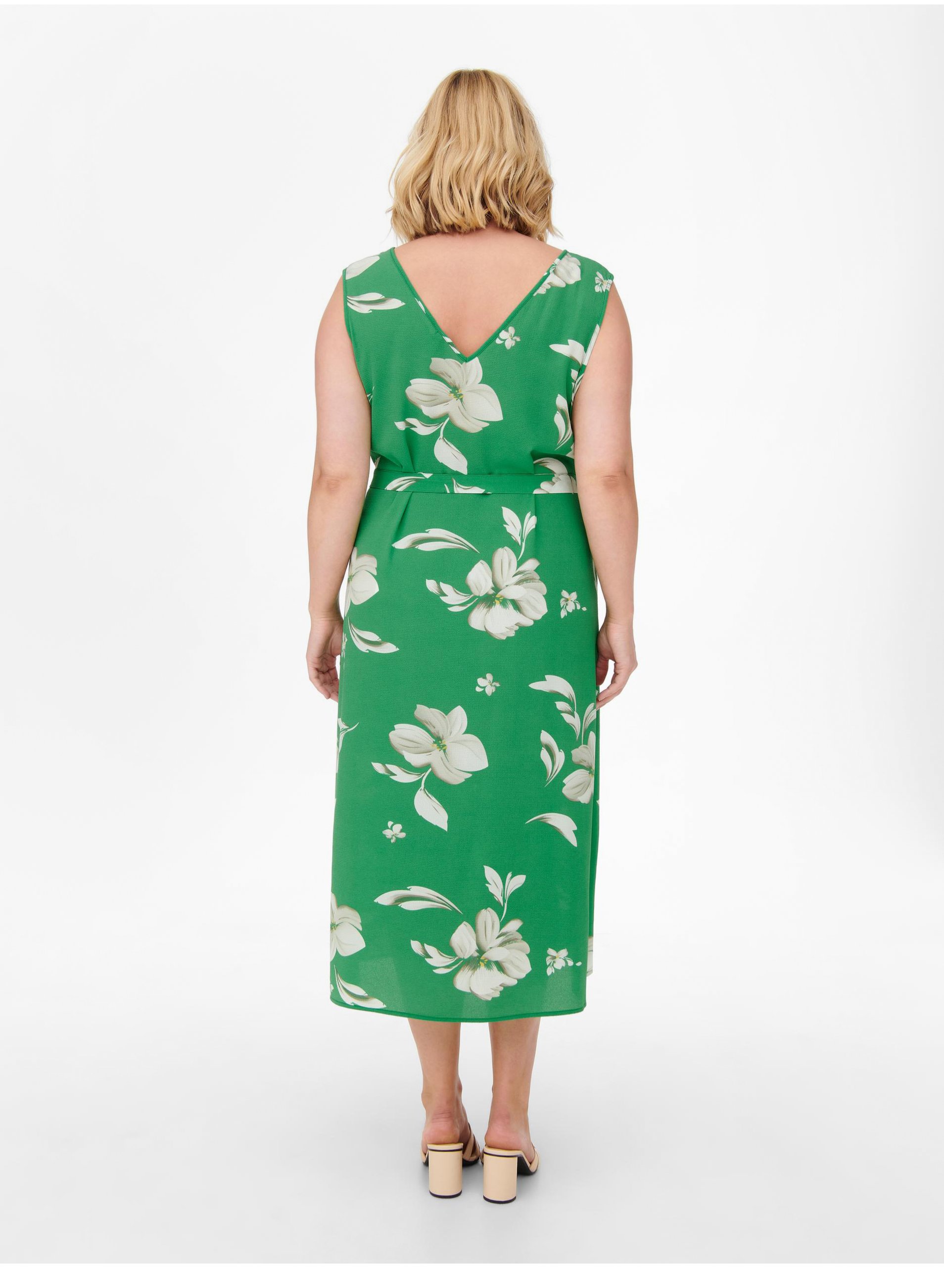 Green Floral Midish with Tie ONLY CARMAKOMA Luxmille - Women