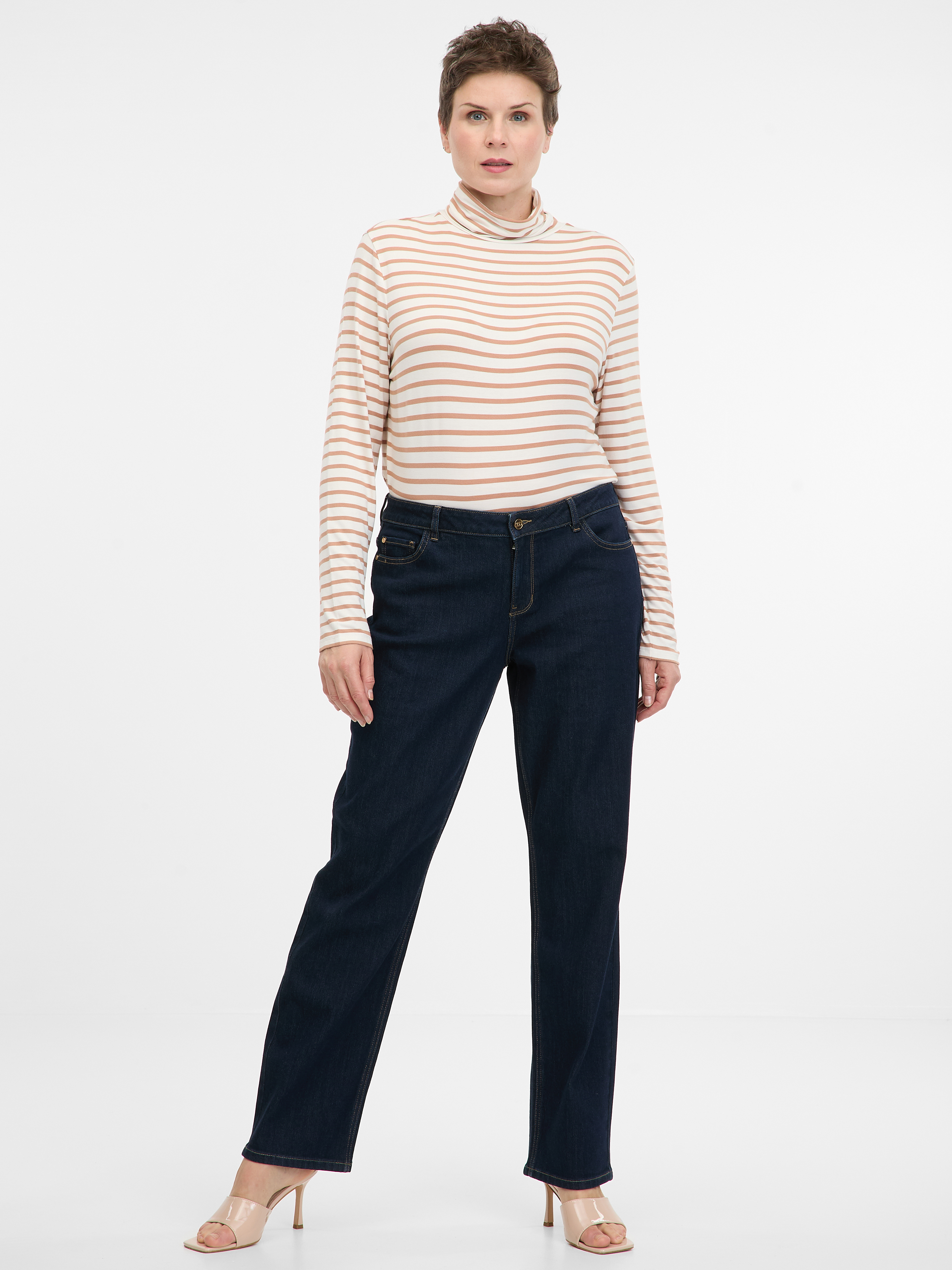 Beige Women's Striped Long Sleeve T-Shirt ORSAY - Women's