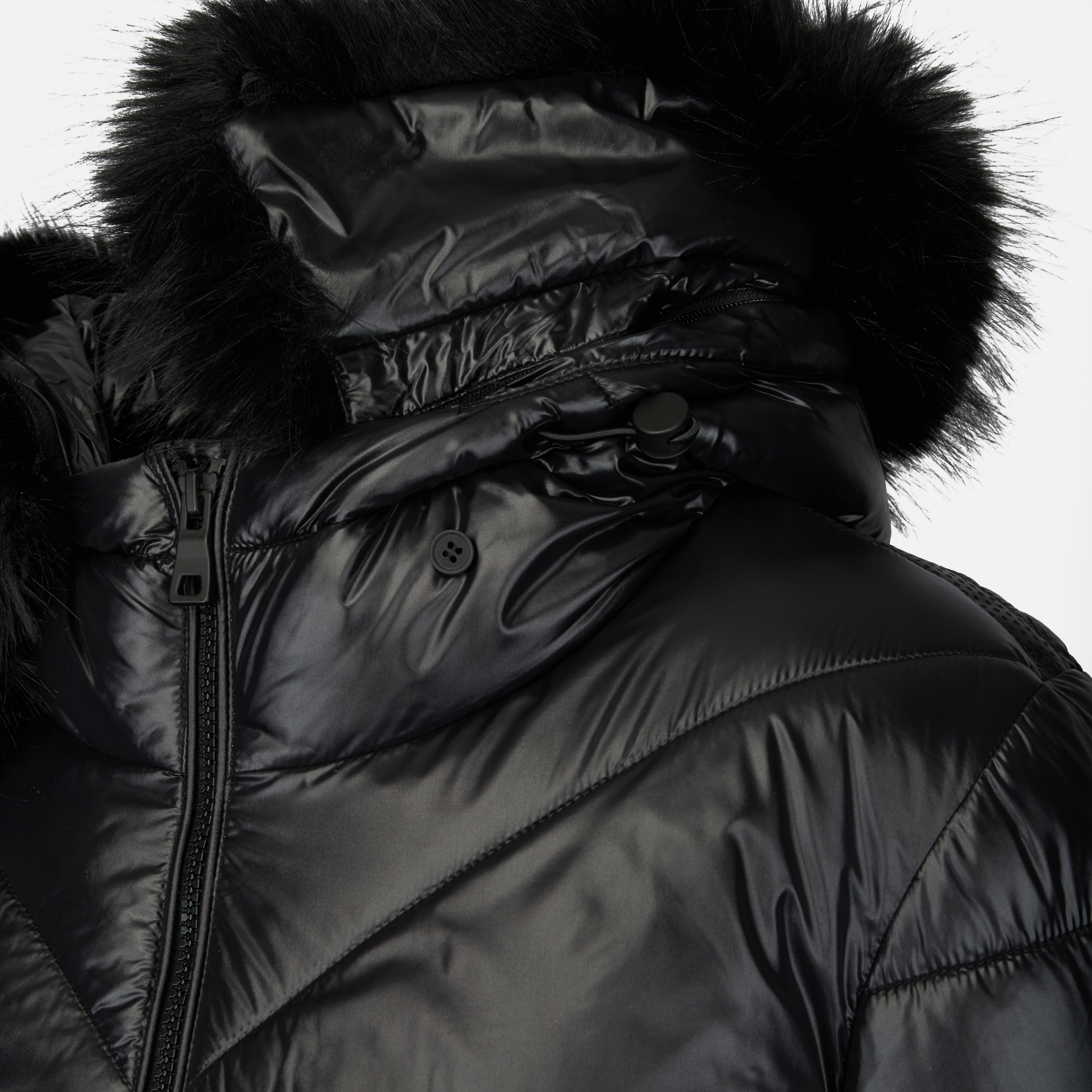 Geacă neagră cu puf pentru femei Geox Backsie