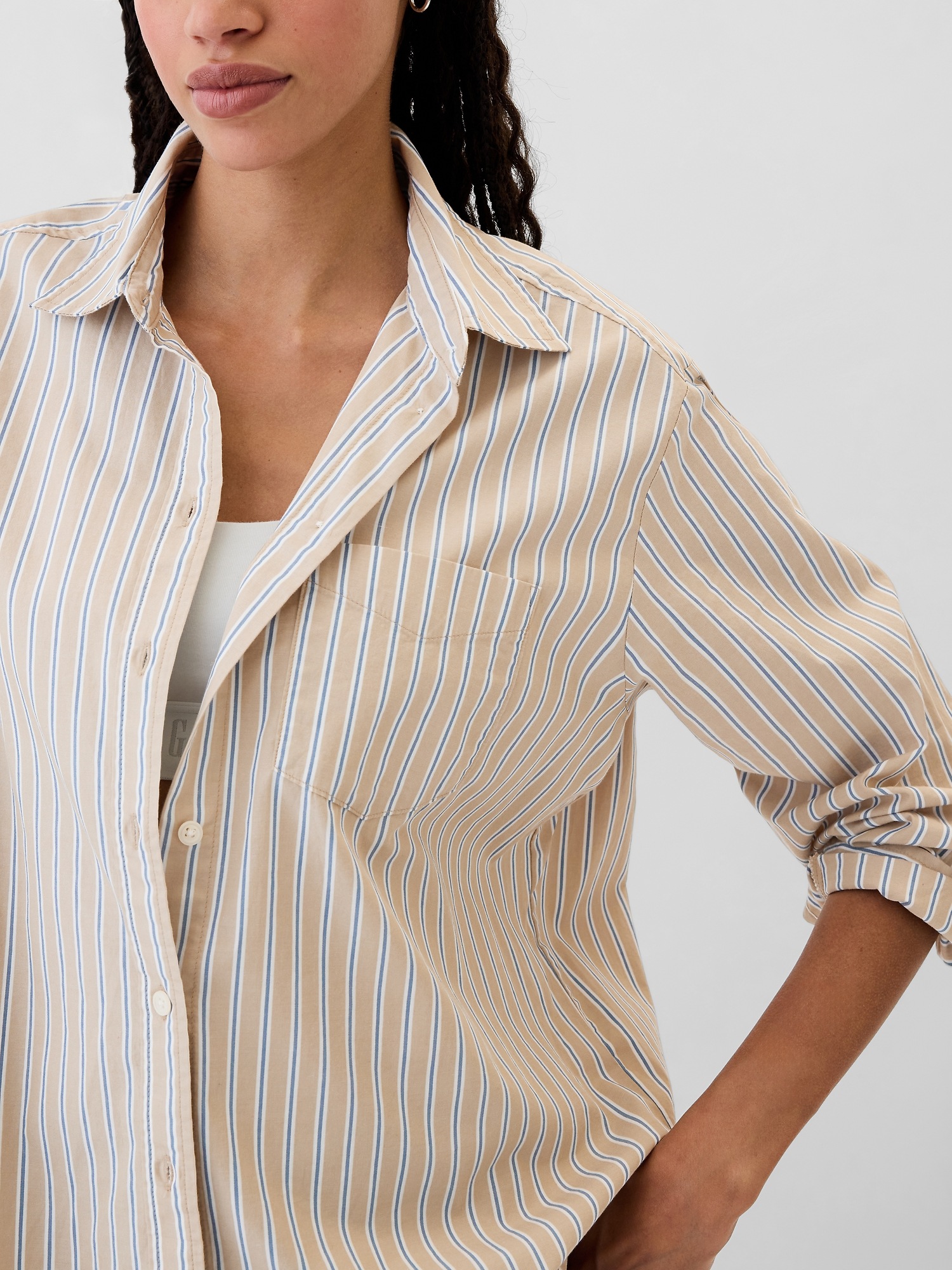 GAP Striped Oversize Shirt Poplin Big Shirt - Women's