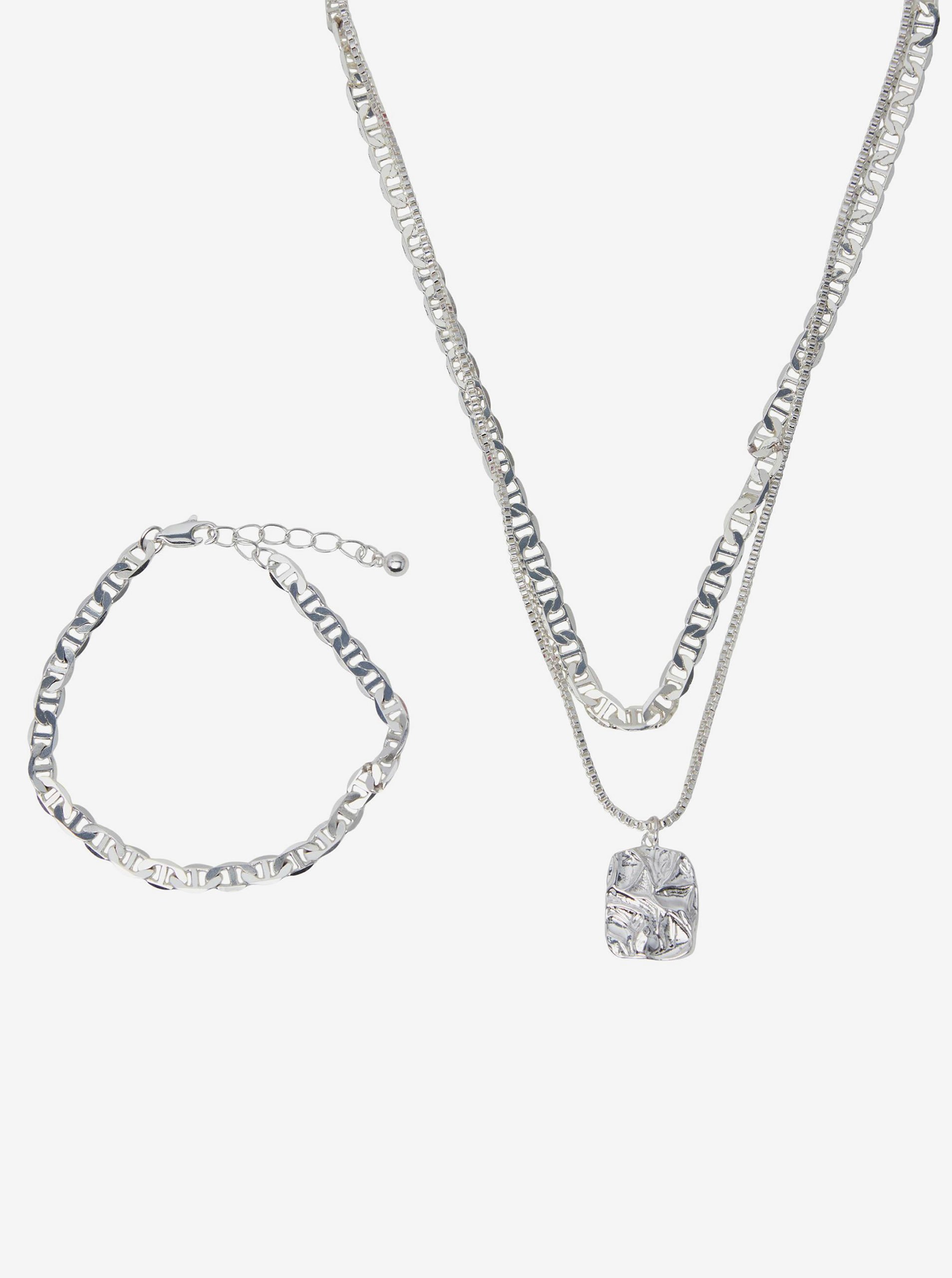 Women's Bracelet and Necklace Set in Silver Color Pieces Myrsa - Women