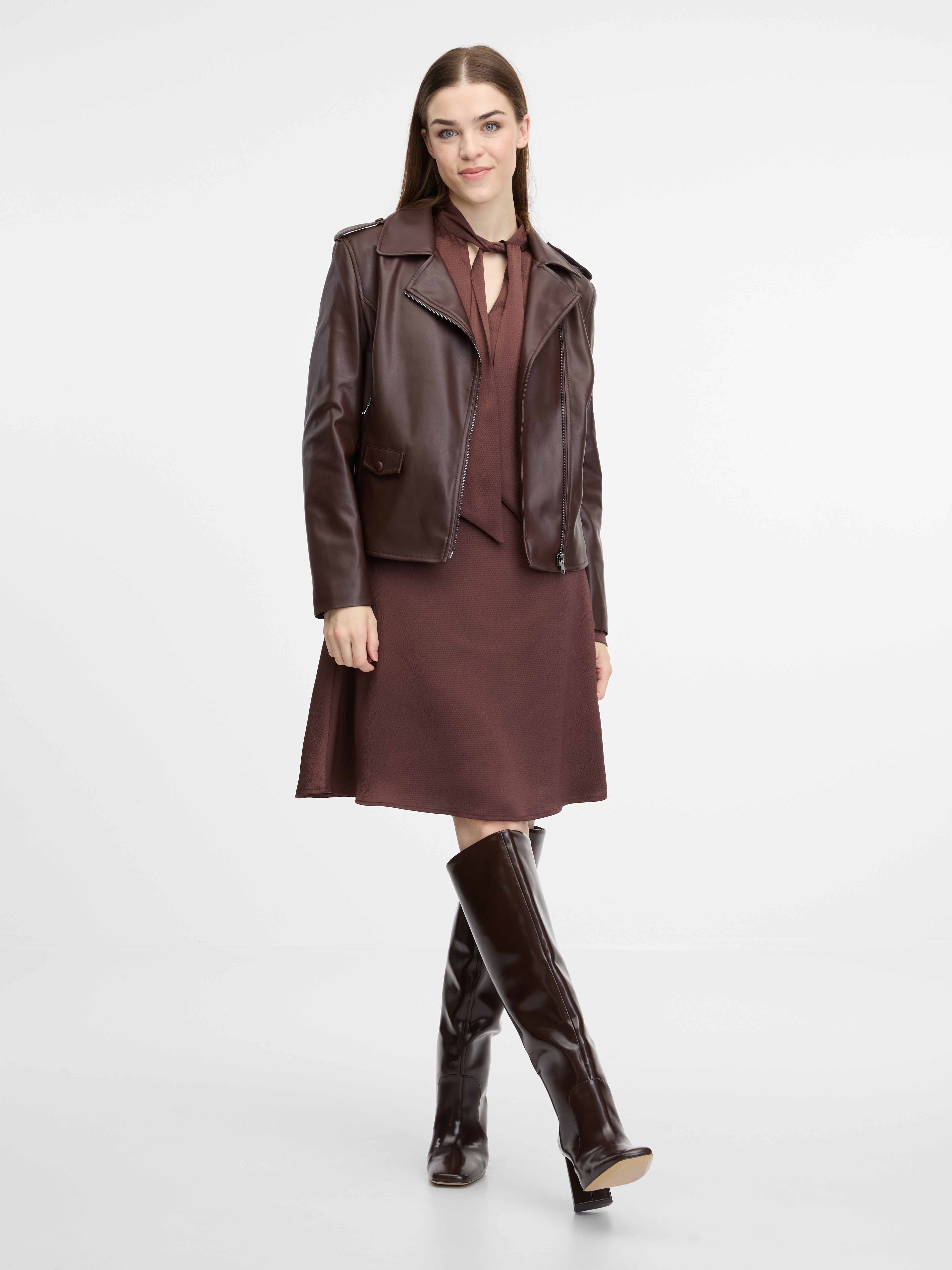 Brown women's faux leather jacket ORSAY - Women's