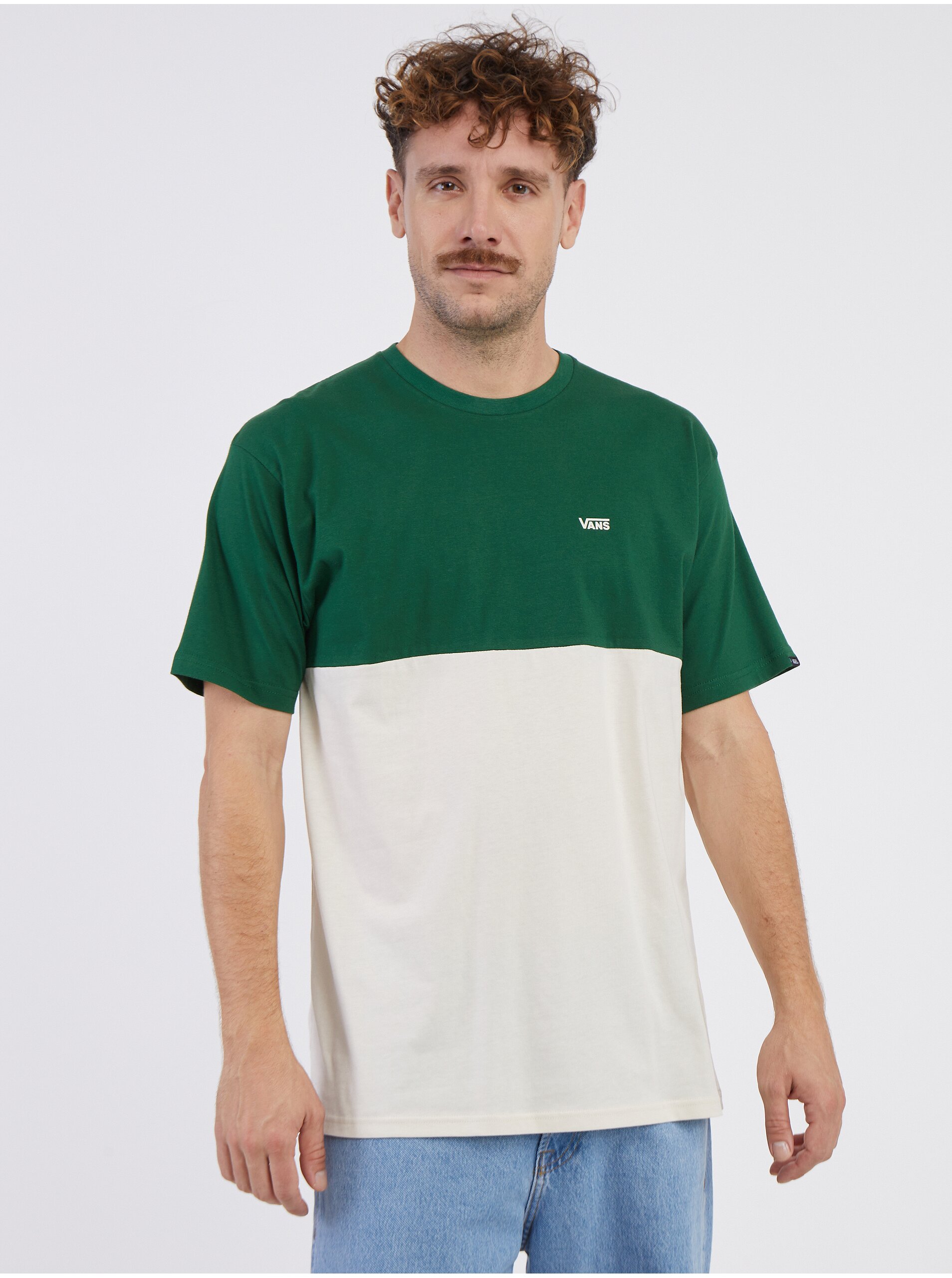 White-green Men's T-shirt VANS Colorblock - Men