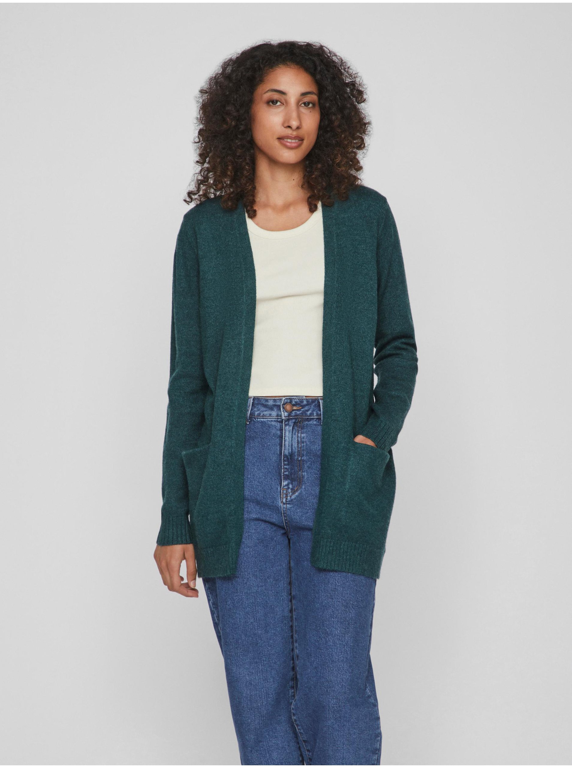 Dark Green Ladies Cardigan VILA Ril - Ladies