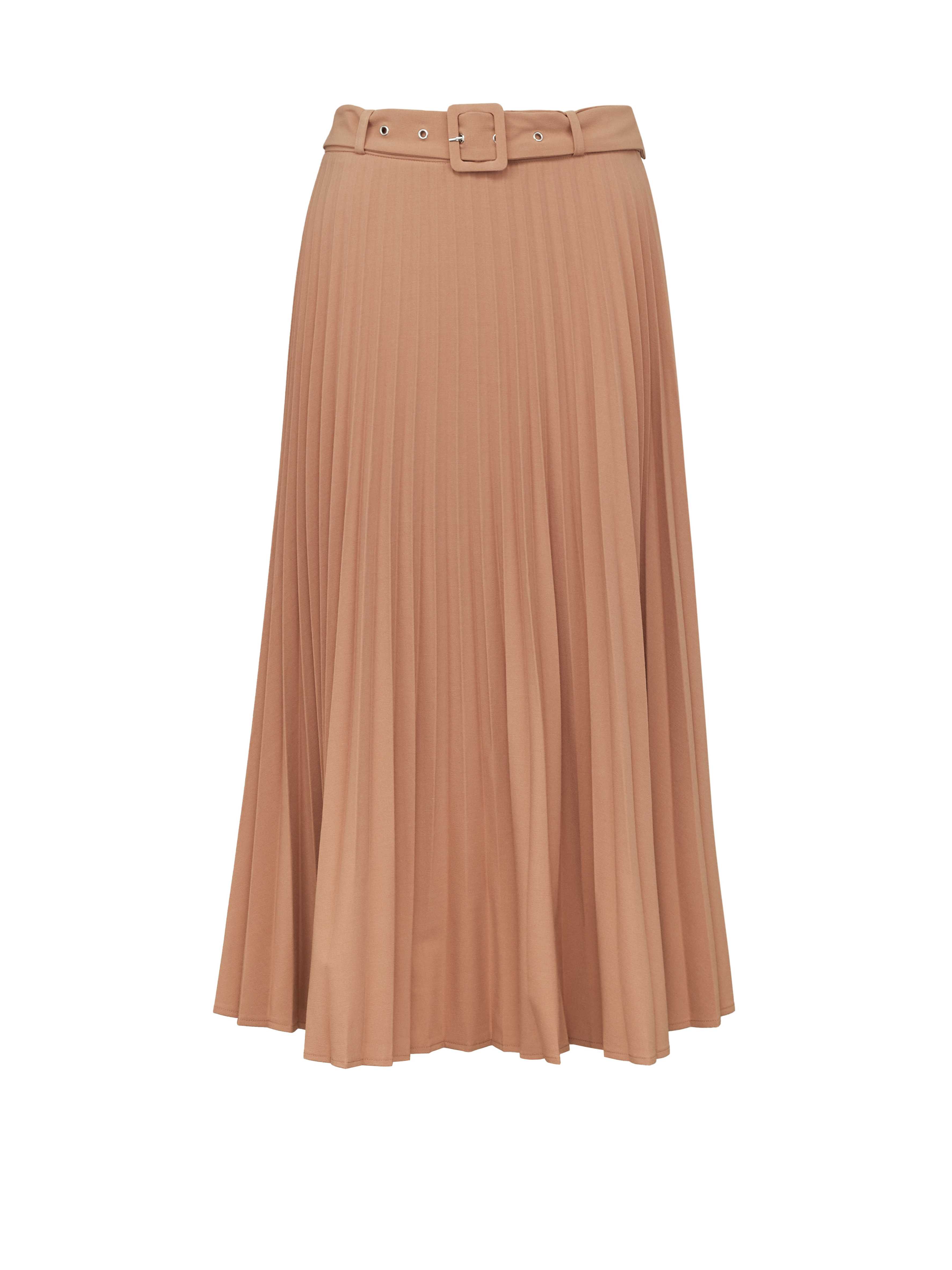 Fustă midi plisată maro deschis