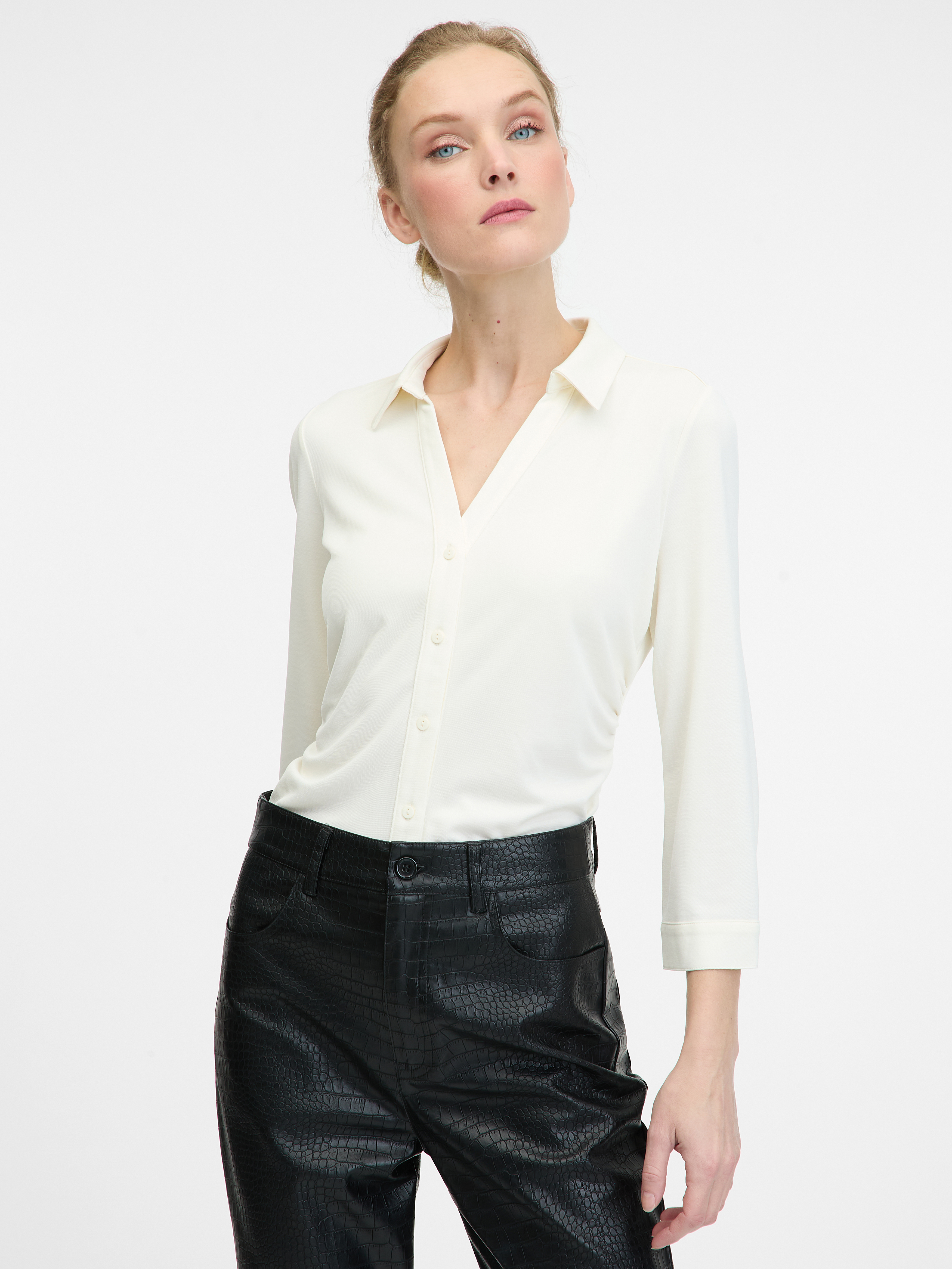 Cream women's blouse with collar ORSAY - Women