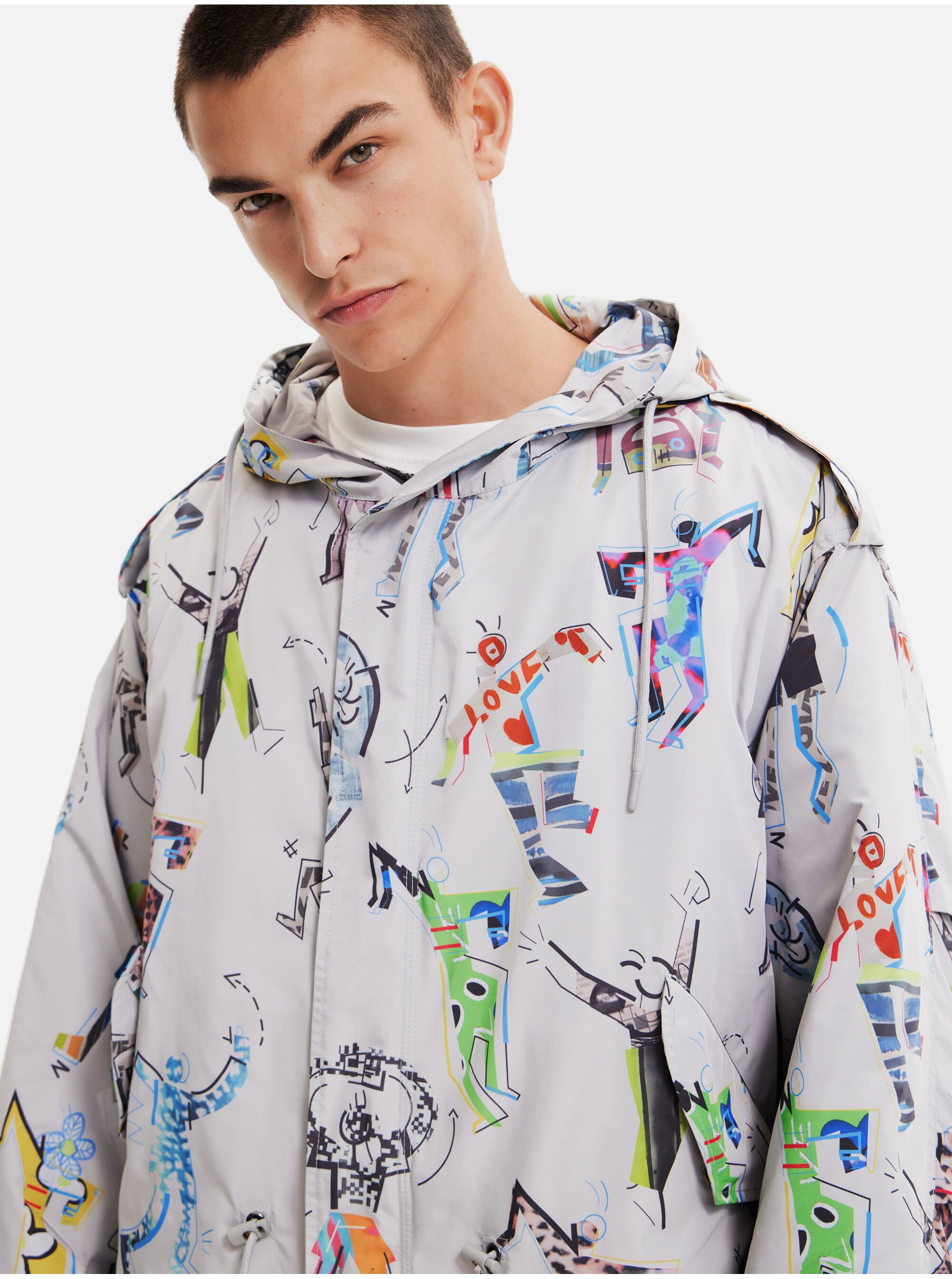 Geci parka pentru barbati Desigual - gri deschis