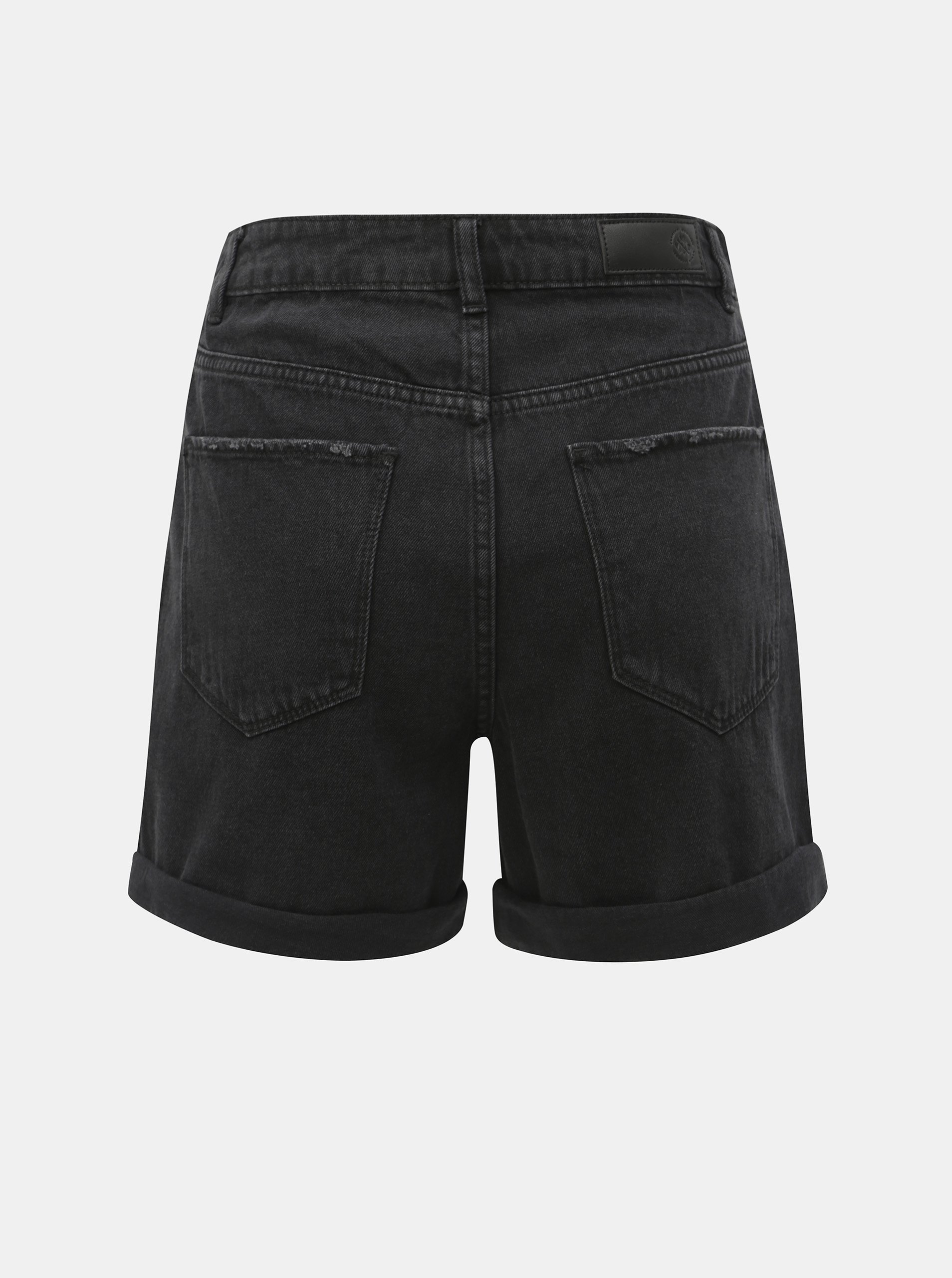 Pantaloni scurti gri inchis din denim cu talie inalta VERO MODA Nineteen