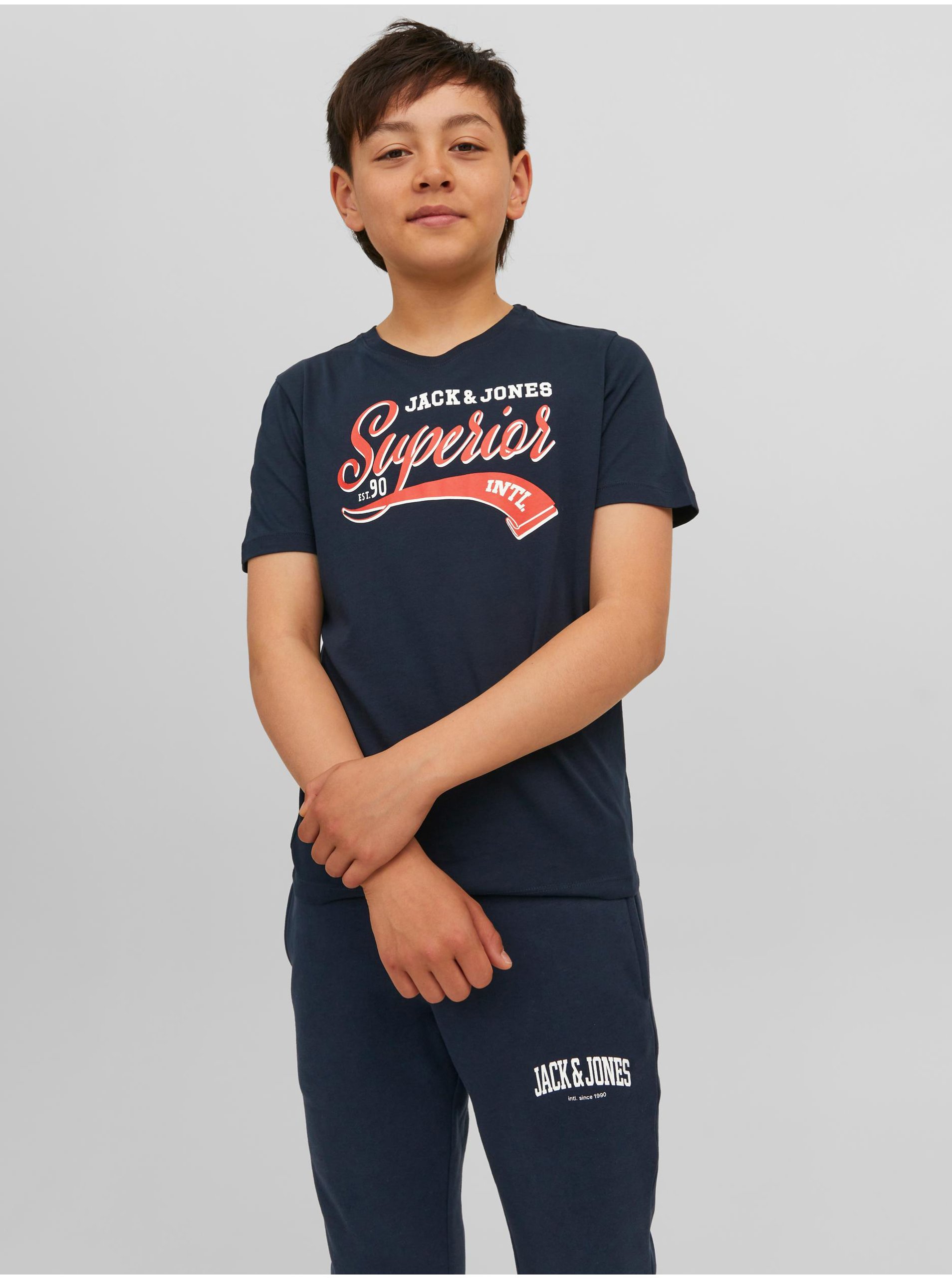 Dark Blue Jack & Jones Logo T-Shirt - Boys