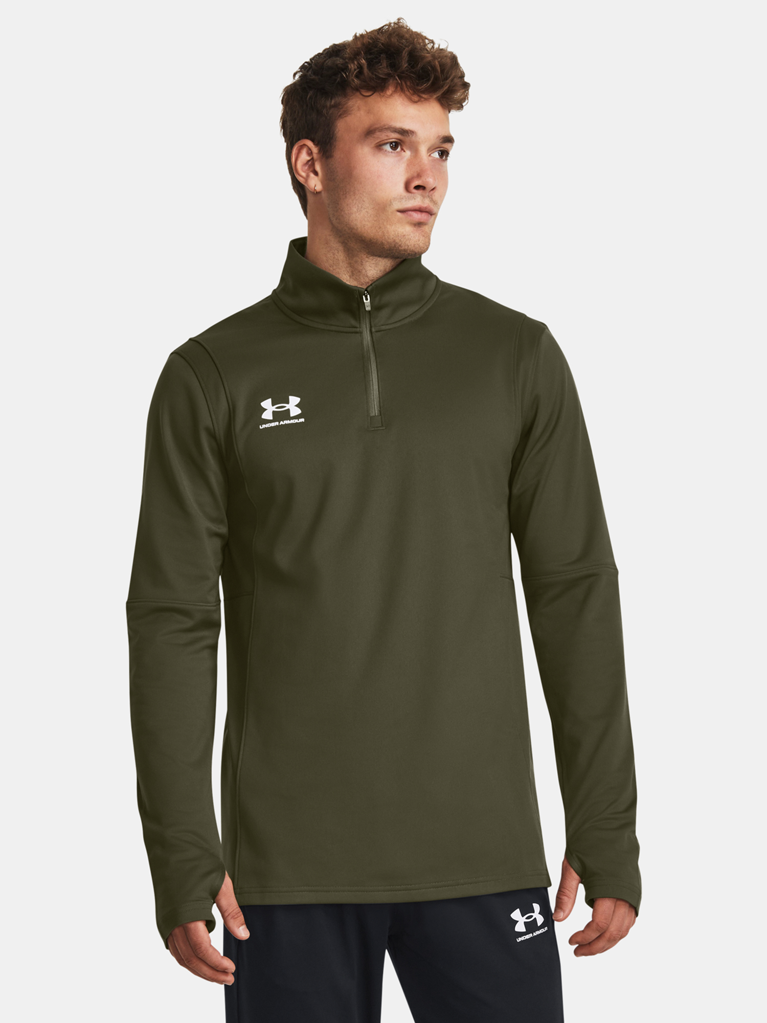 Kaki pánske športové tričko Under Armour Ch.Midlayer