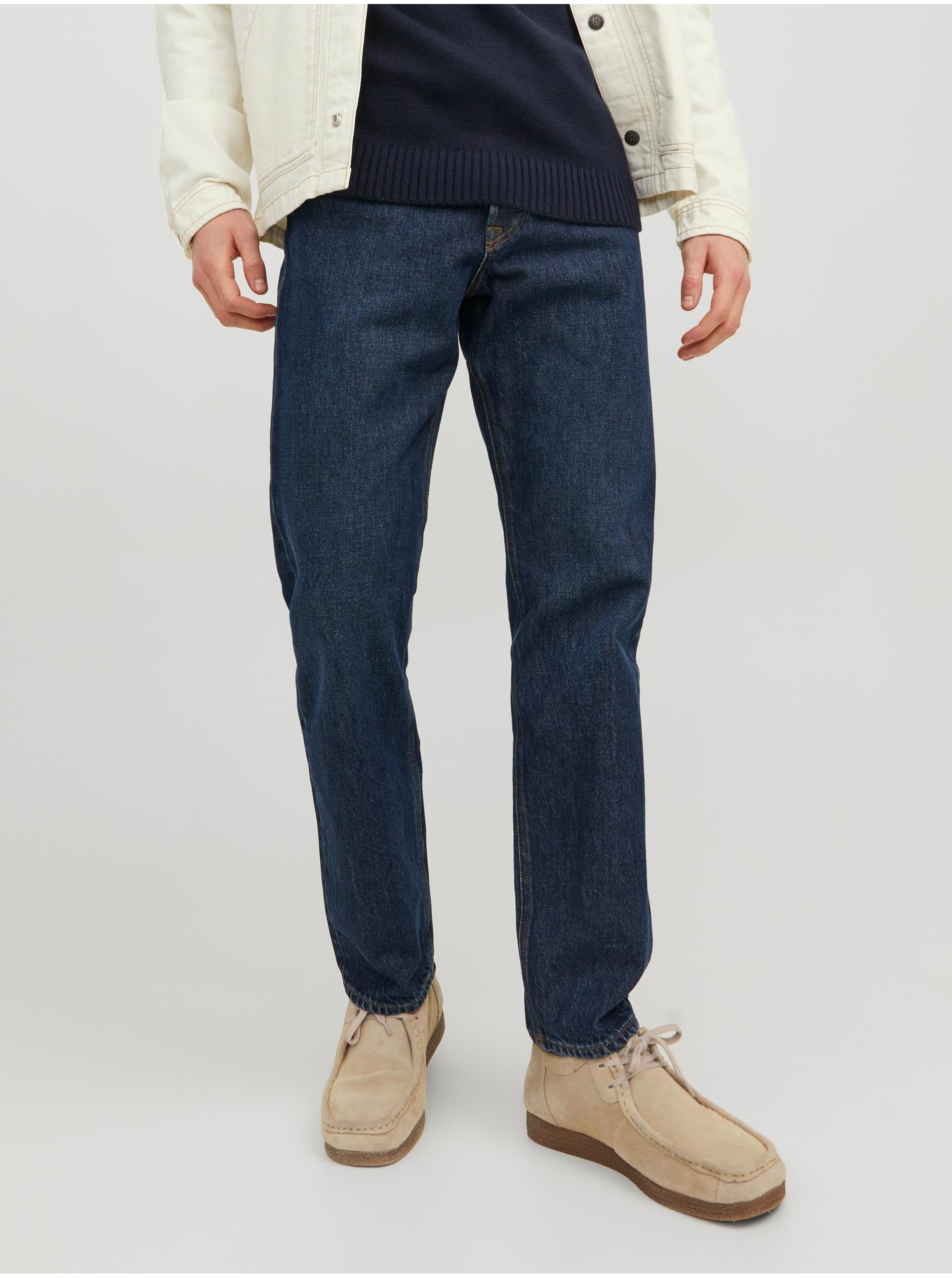 Dark Blue Men Straight Fit Jeans Jack & Jones Chris - Men