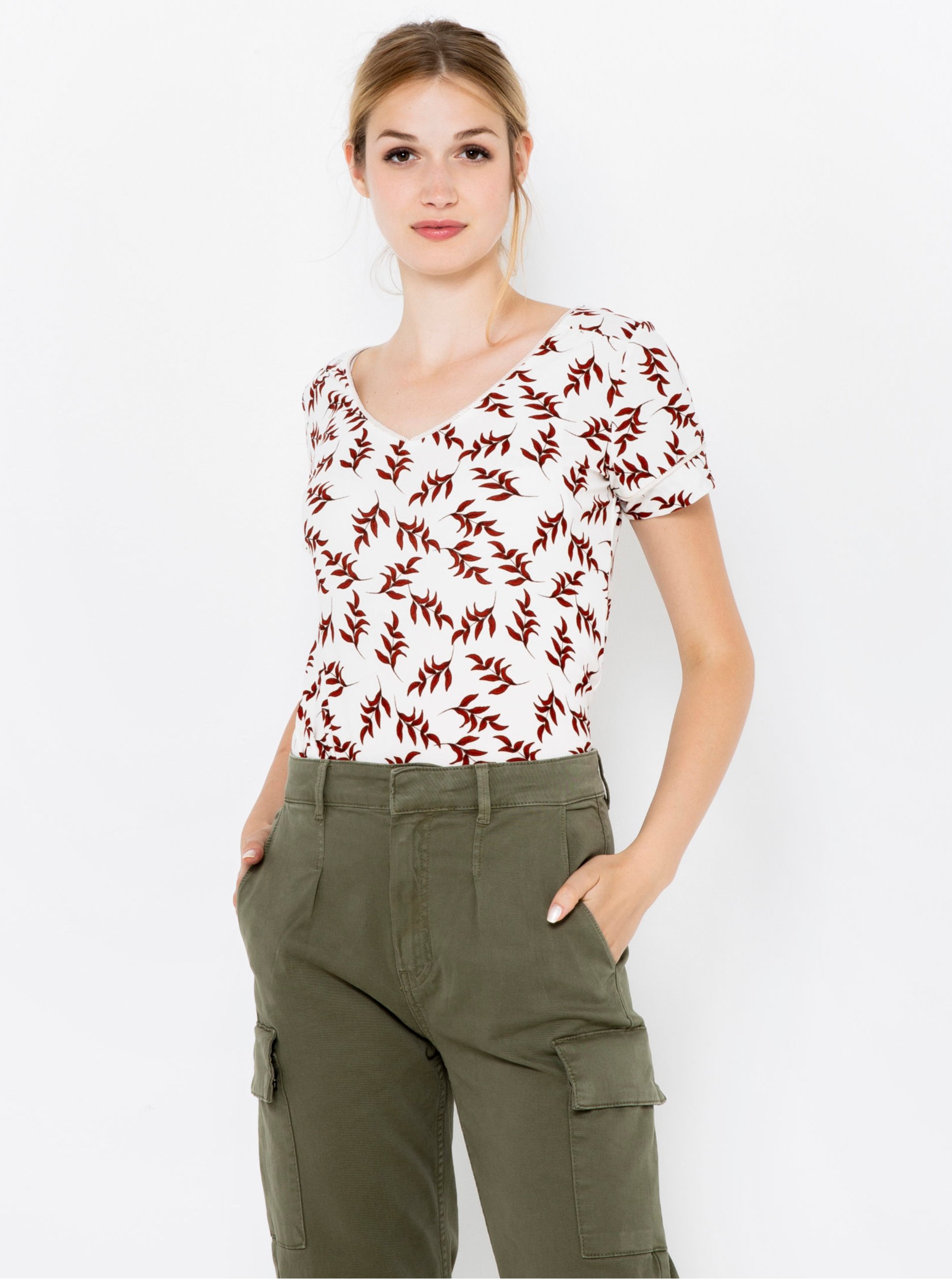 White patterned T-shirt CAMAIEU - Women