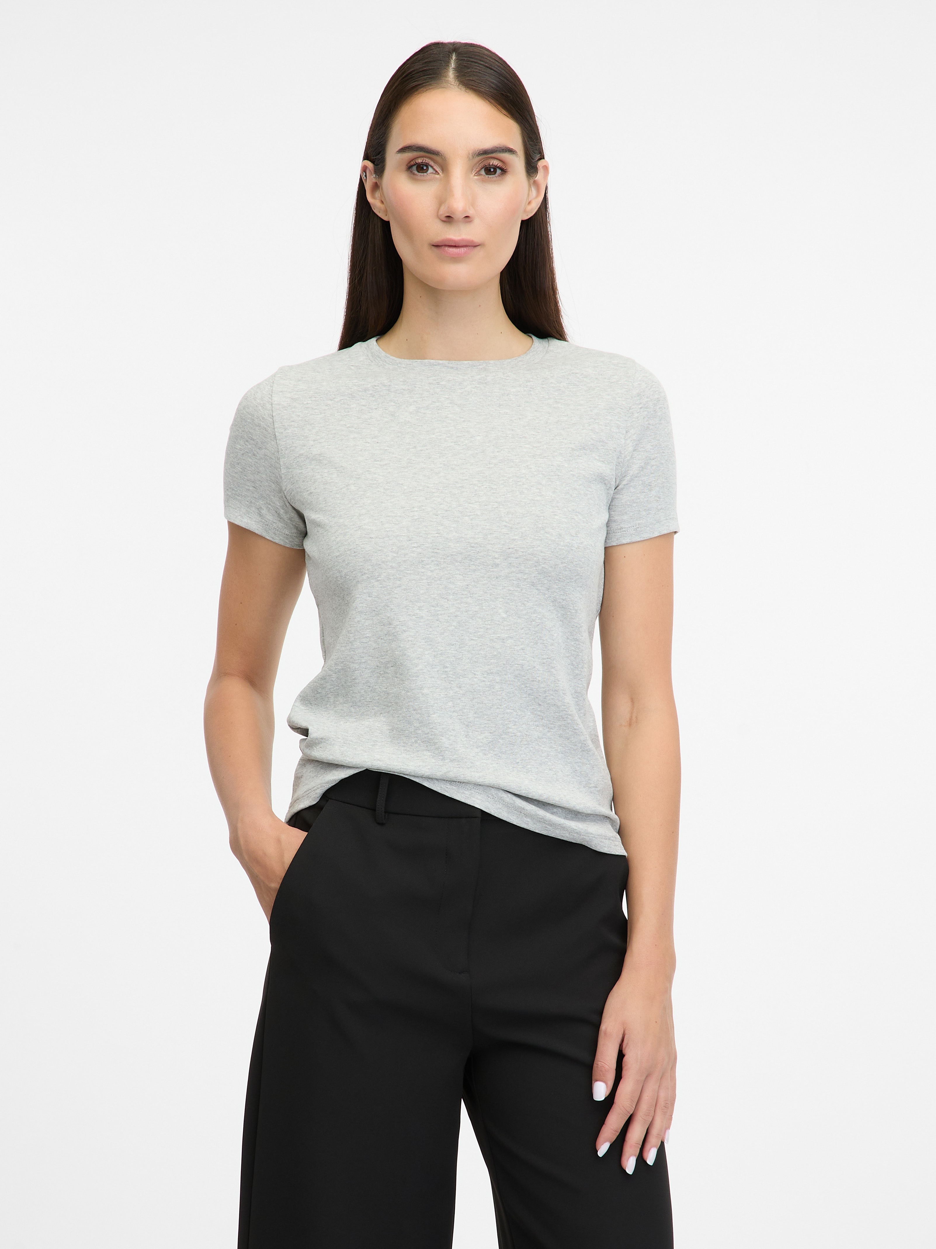 Light grey womens short-sleeved T-shirt ORSAY - Womens