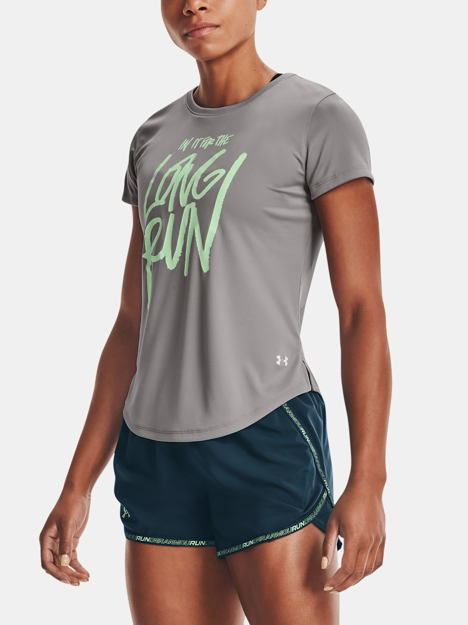 Under Armour T-Shirt UA Long Run Graphic SS-GRY - Women