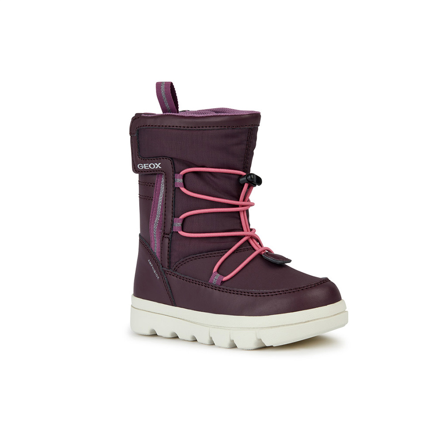 Burgundy Girls Ankle Boots Geox Willaboom Abx - Girls