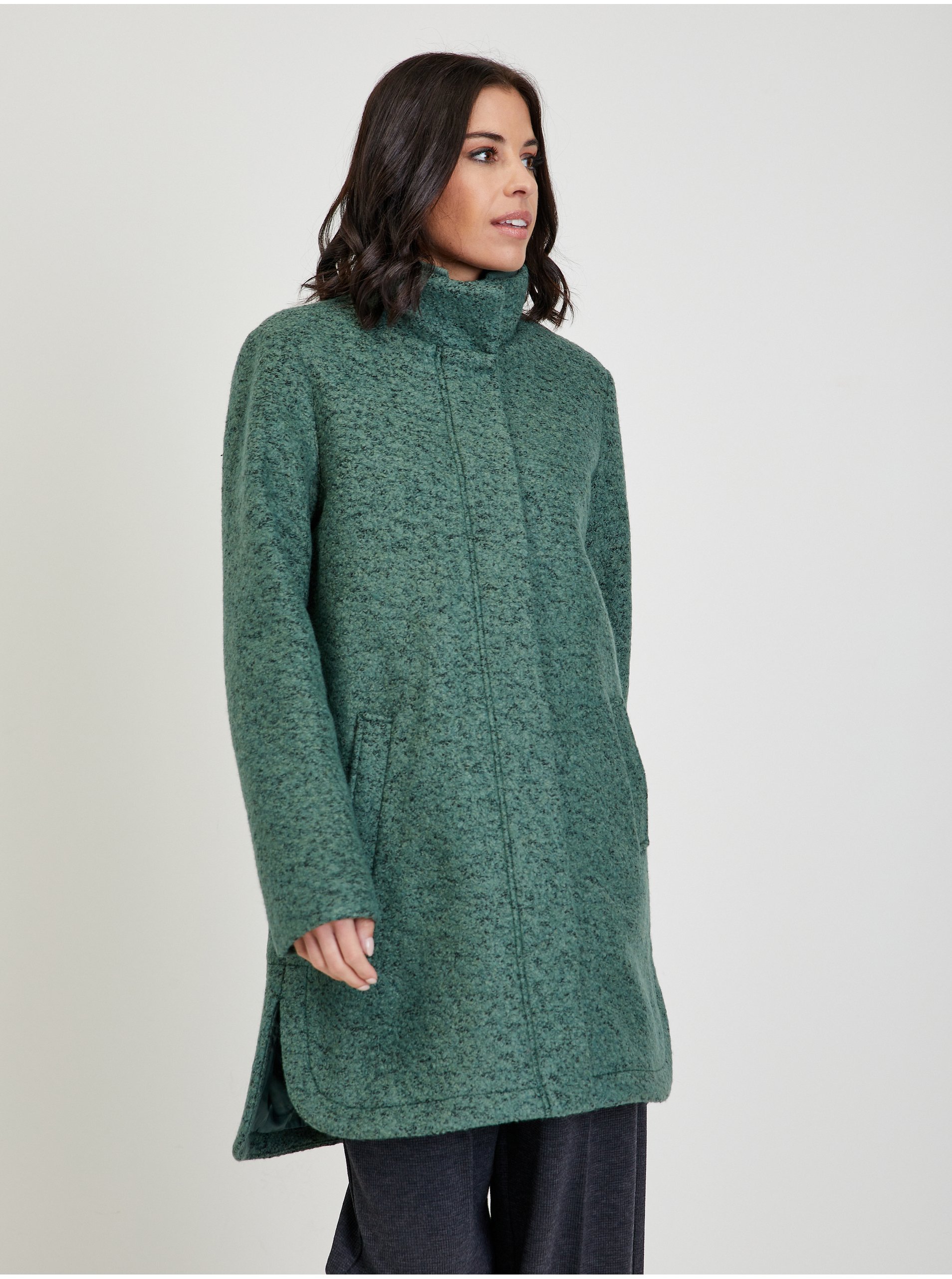 Green Women's Brindle Coat with Wool Tom Tailor Denim - Ladies