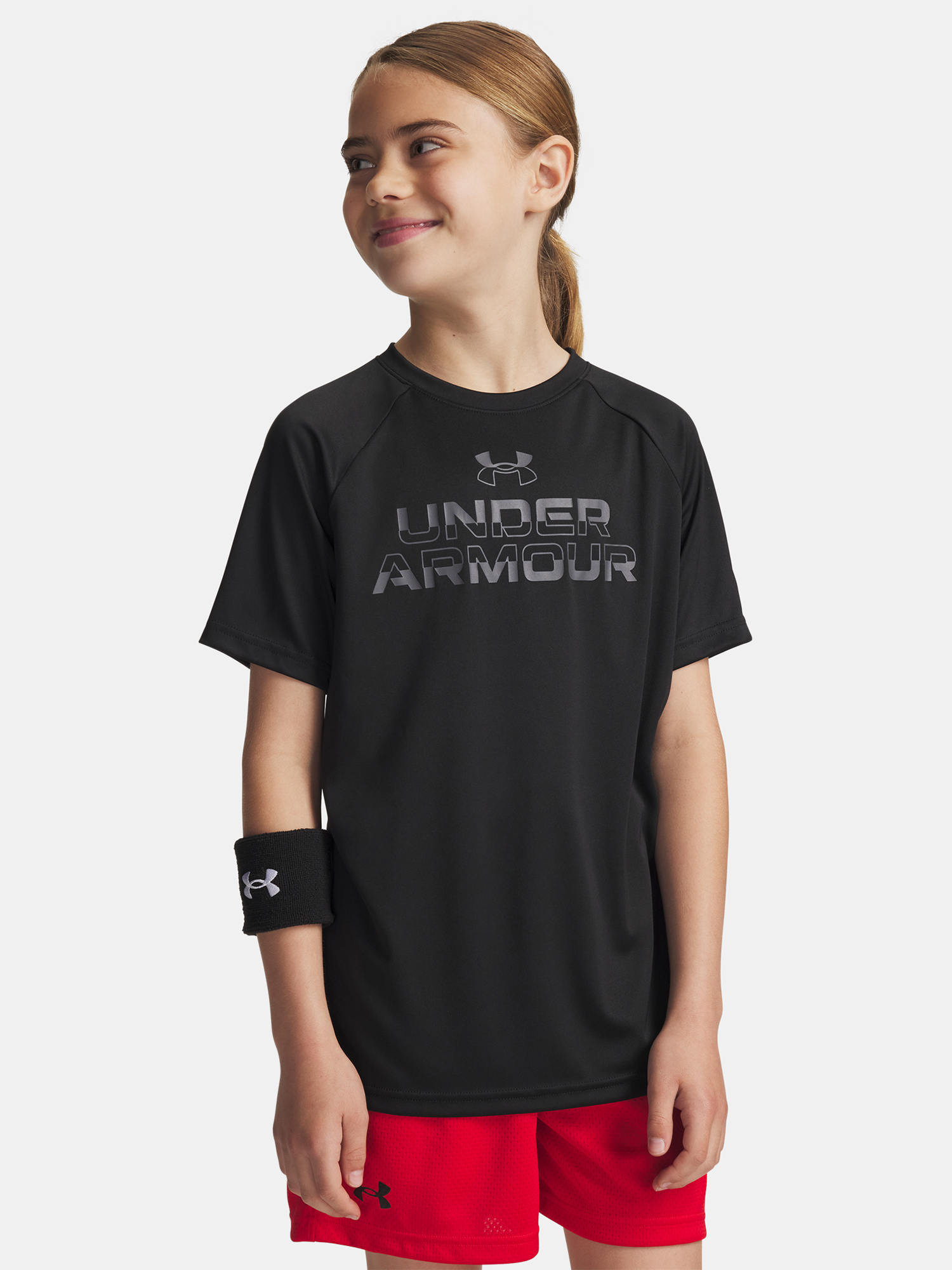Boys T-shirt Under Armour UA Tech Split Wordmark SS-BLK - Boys