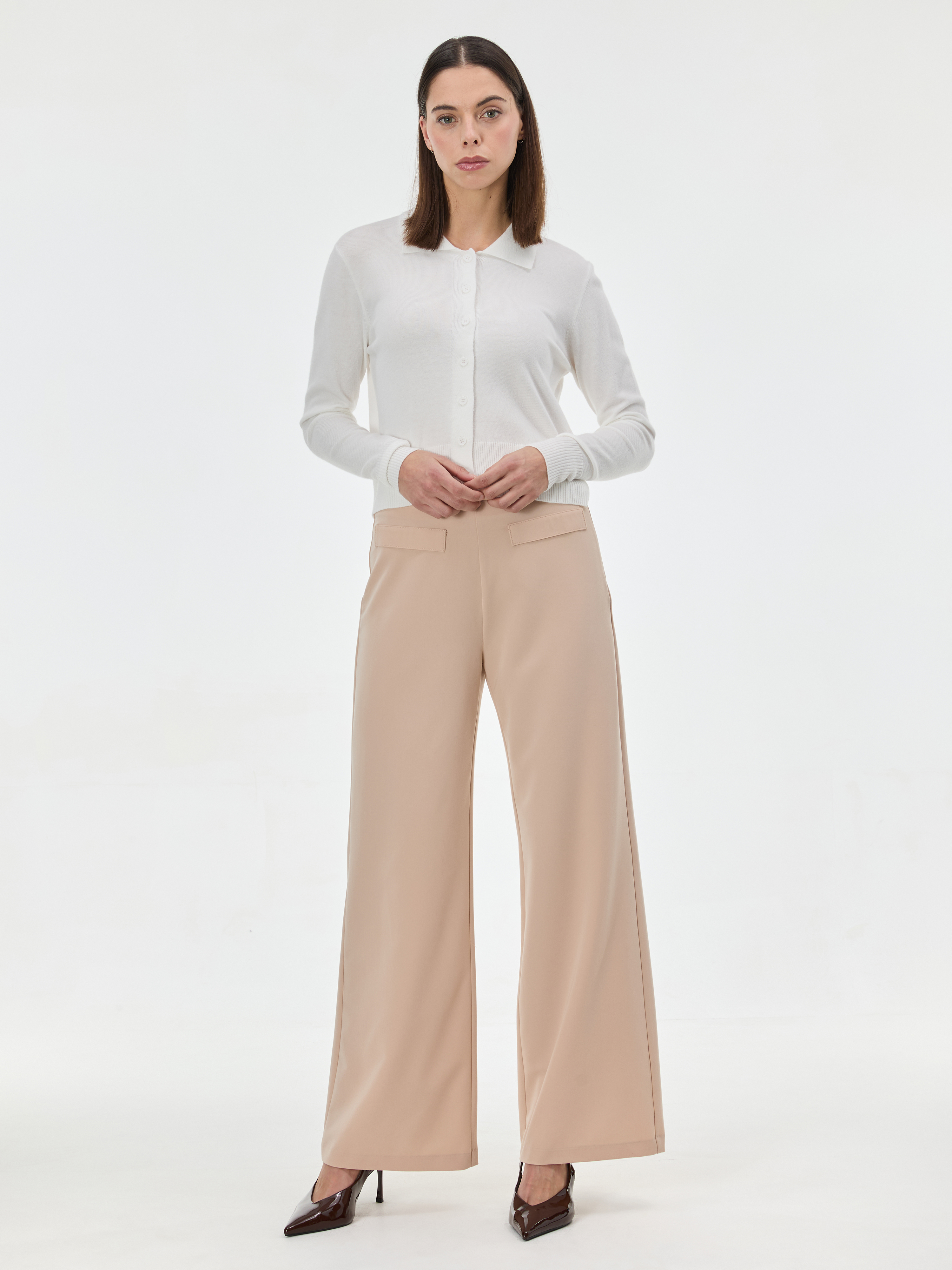 Бежови дамски прави панталони ORSAY