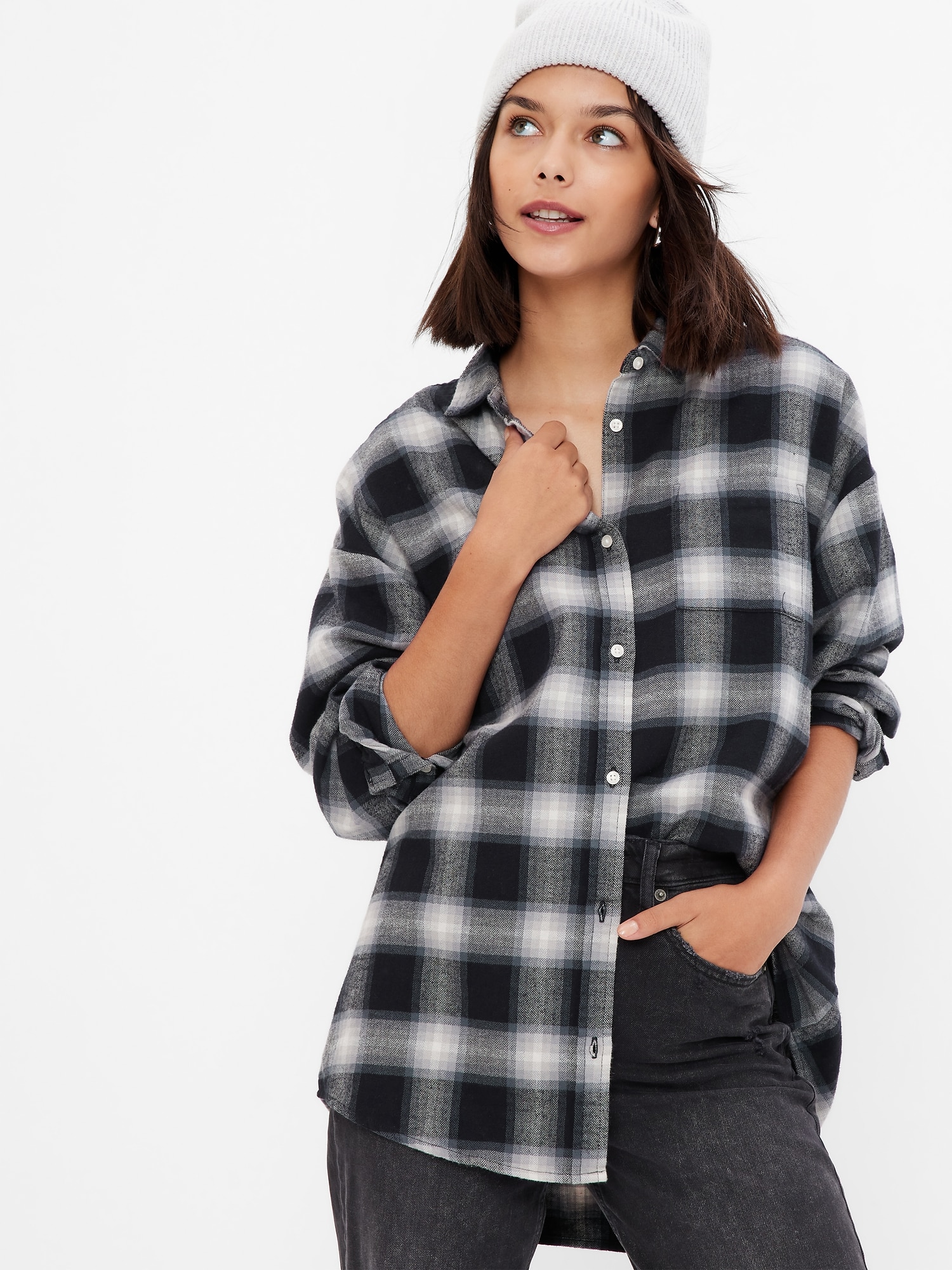 GAP Teen Flannel Shirt Cube Organic - Girls