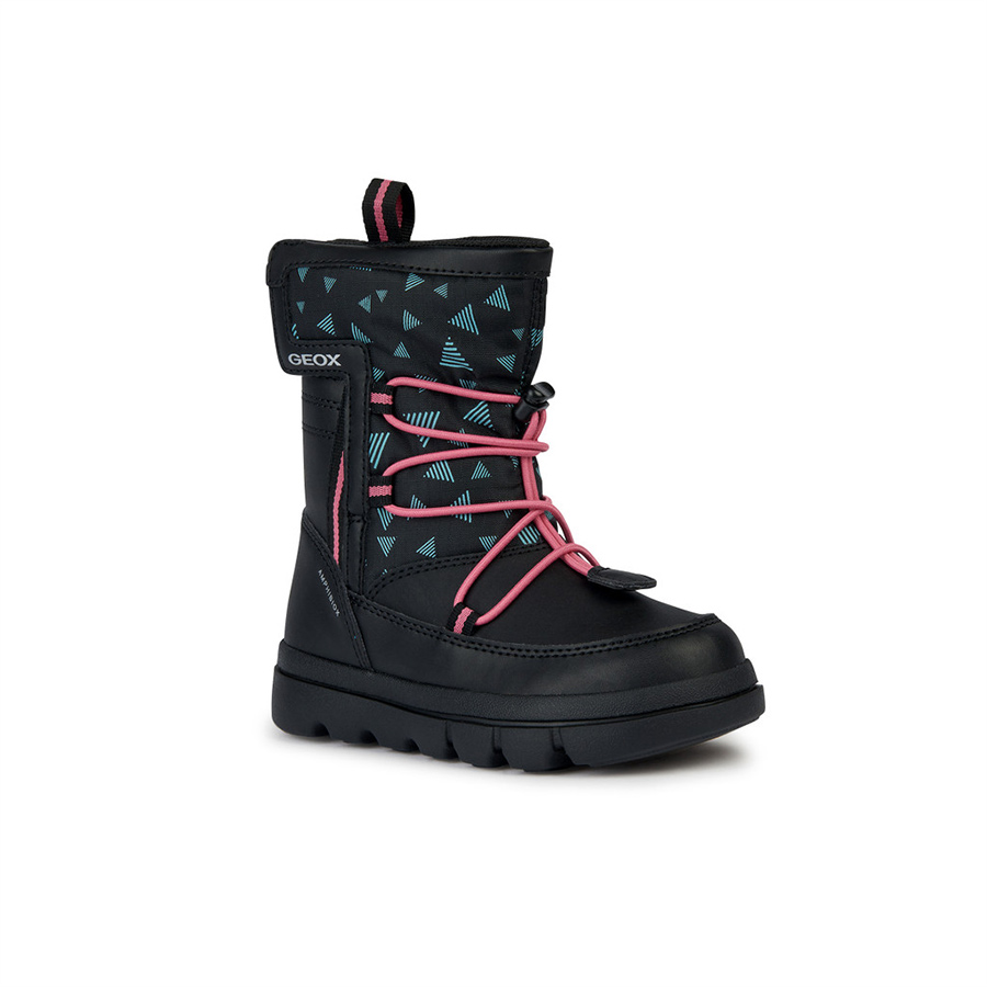 Black Girls Ankle Boots Geox Willaboom Abx - Girls