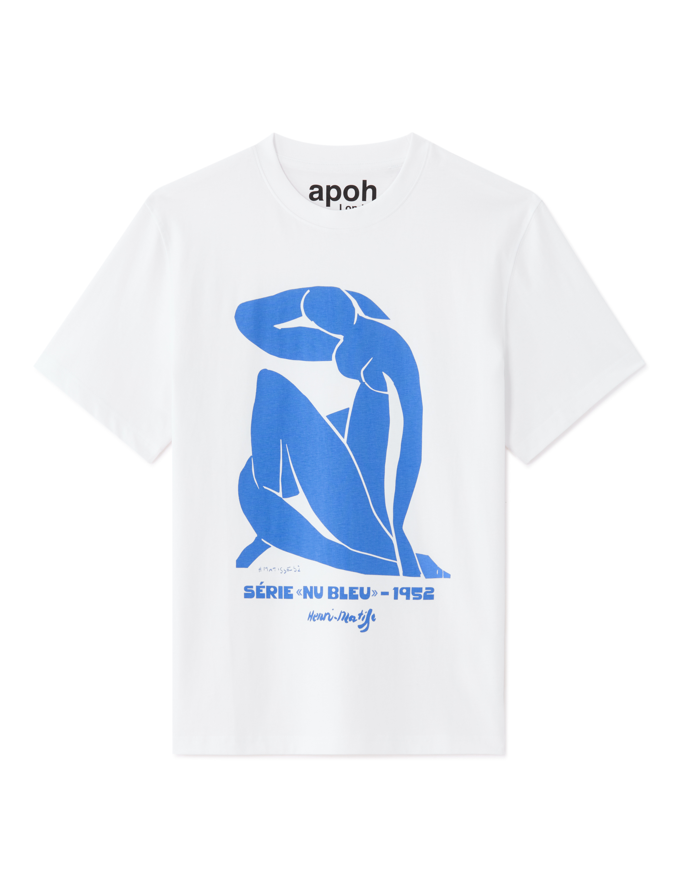 Bílé tričko s modrým motivem Matisse