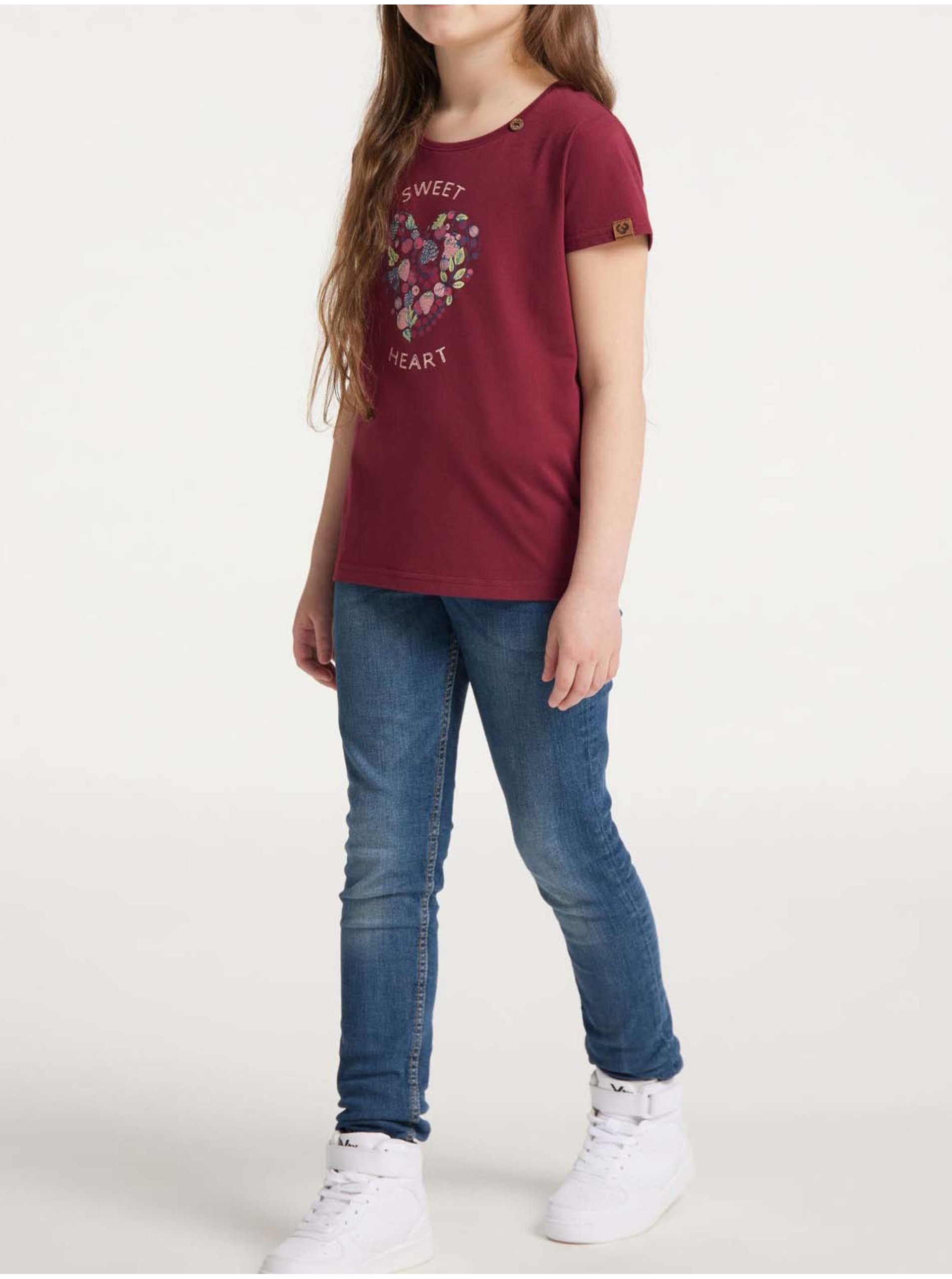 Levně Vínové holčičí tričko Ragwear Violka - Holky