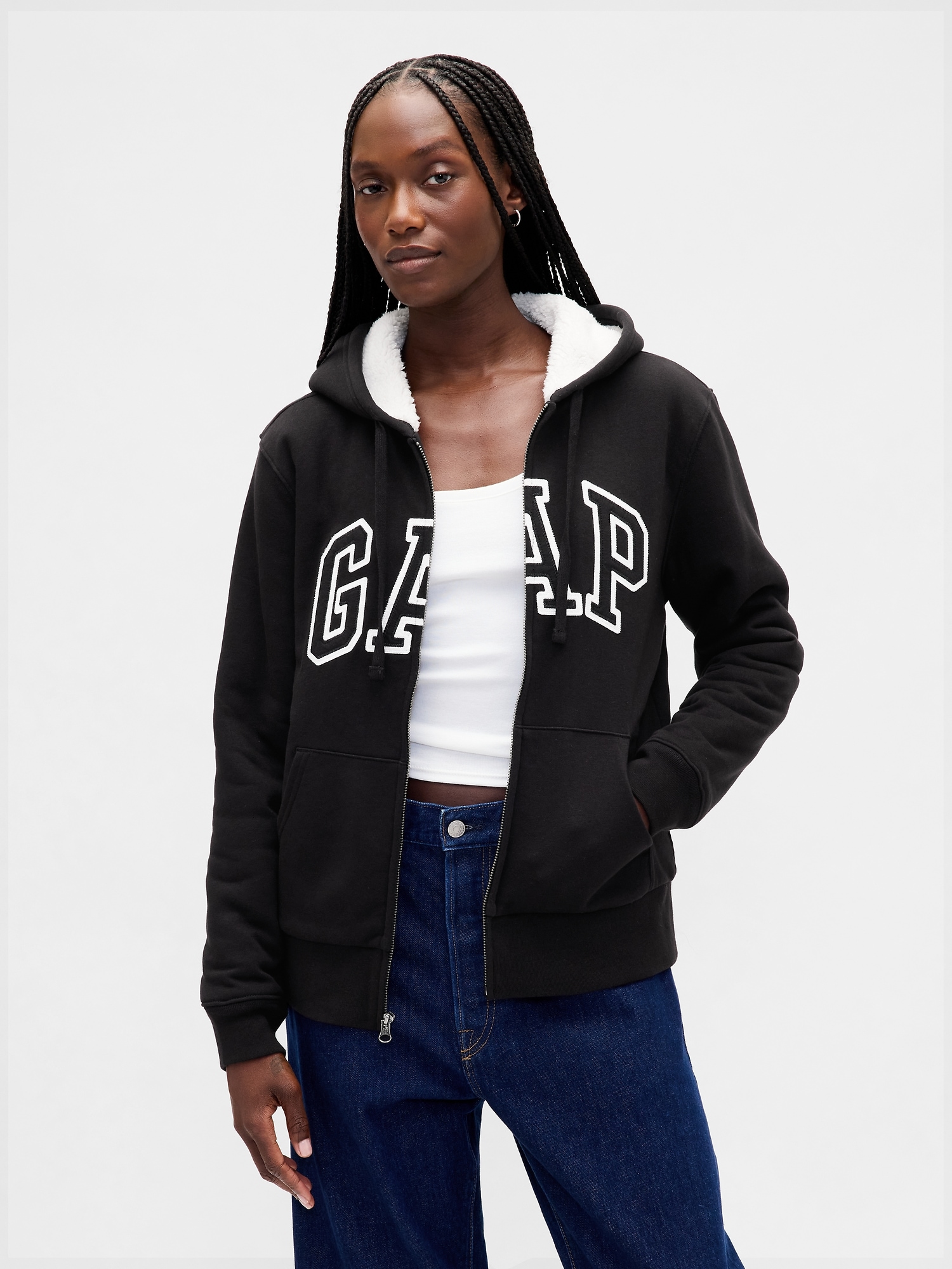GAP Insulated Sweatshirt Logo Sherpa - Women's