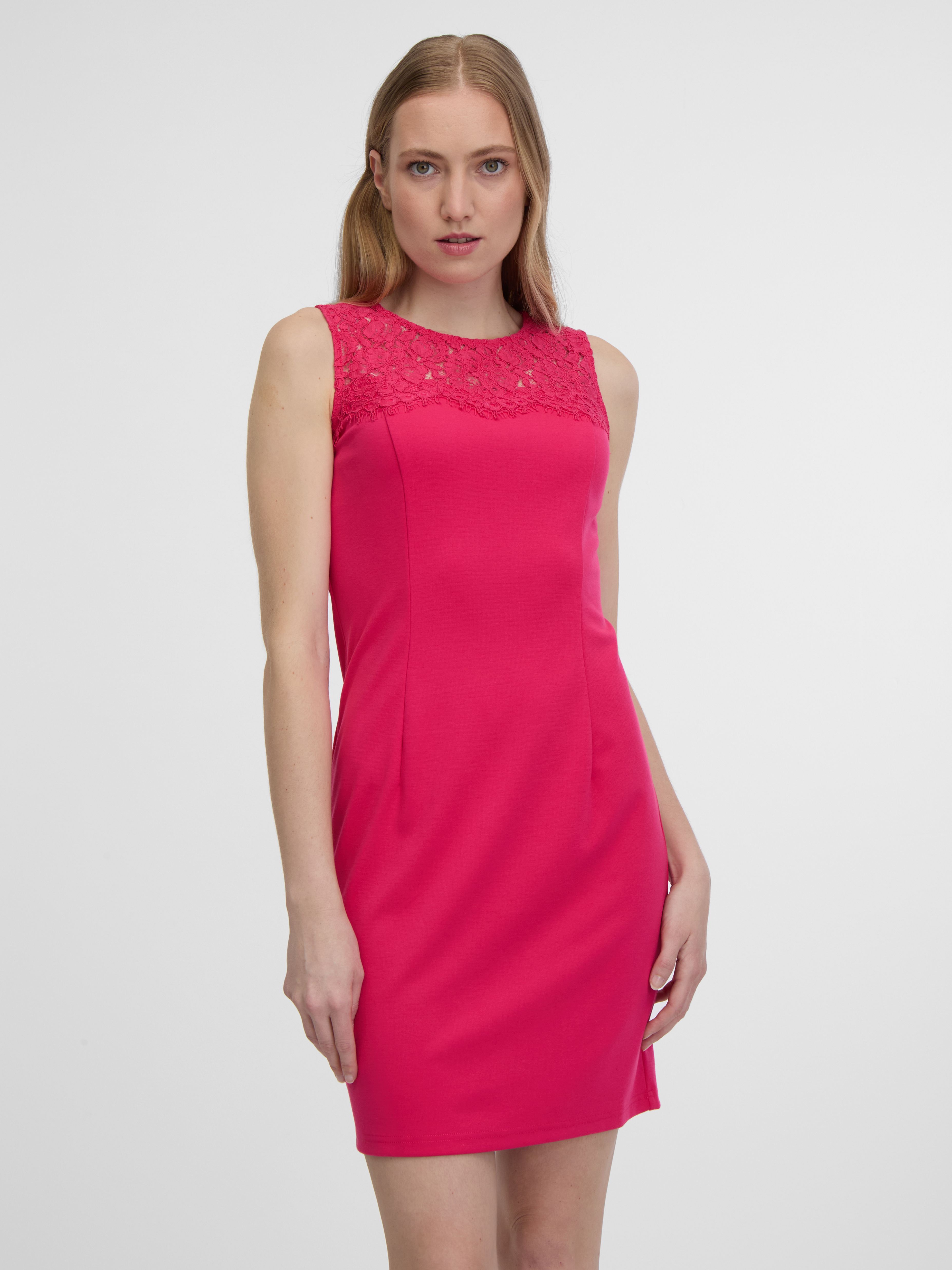 Orsay Dark Pink Women's Sheath Dress With Lace - Women