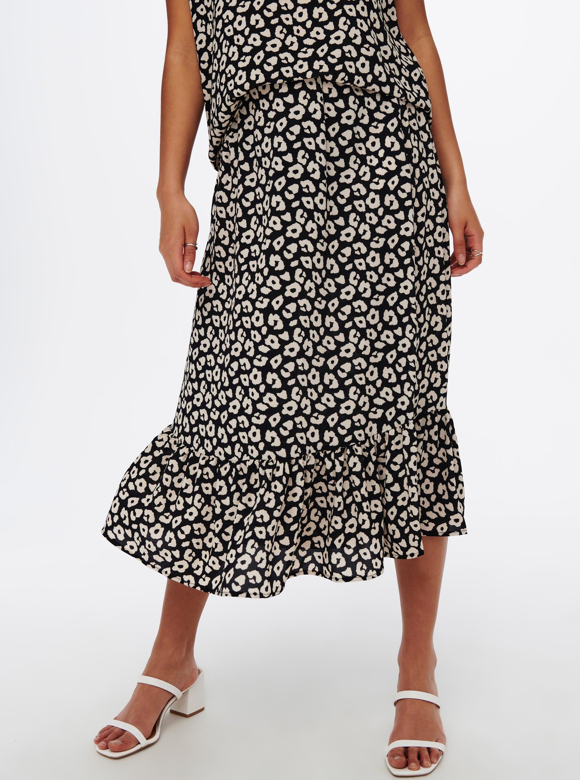 Black and cream patterned midi skirt JDY Piper - Ladies