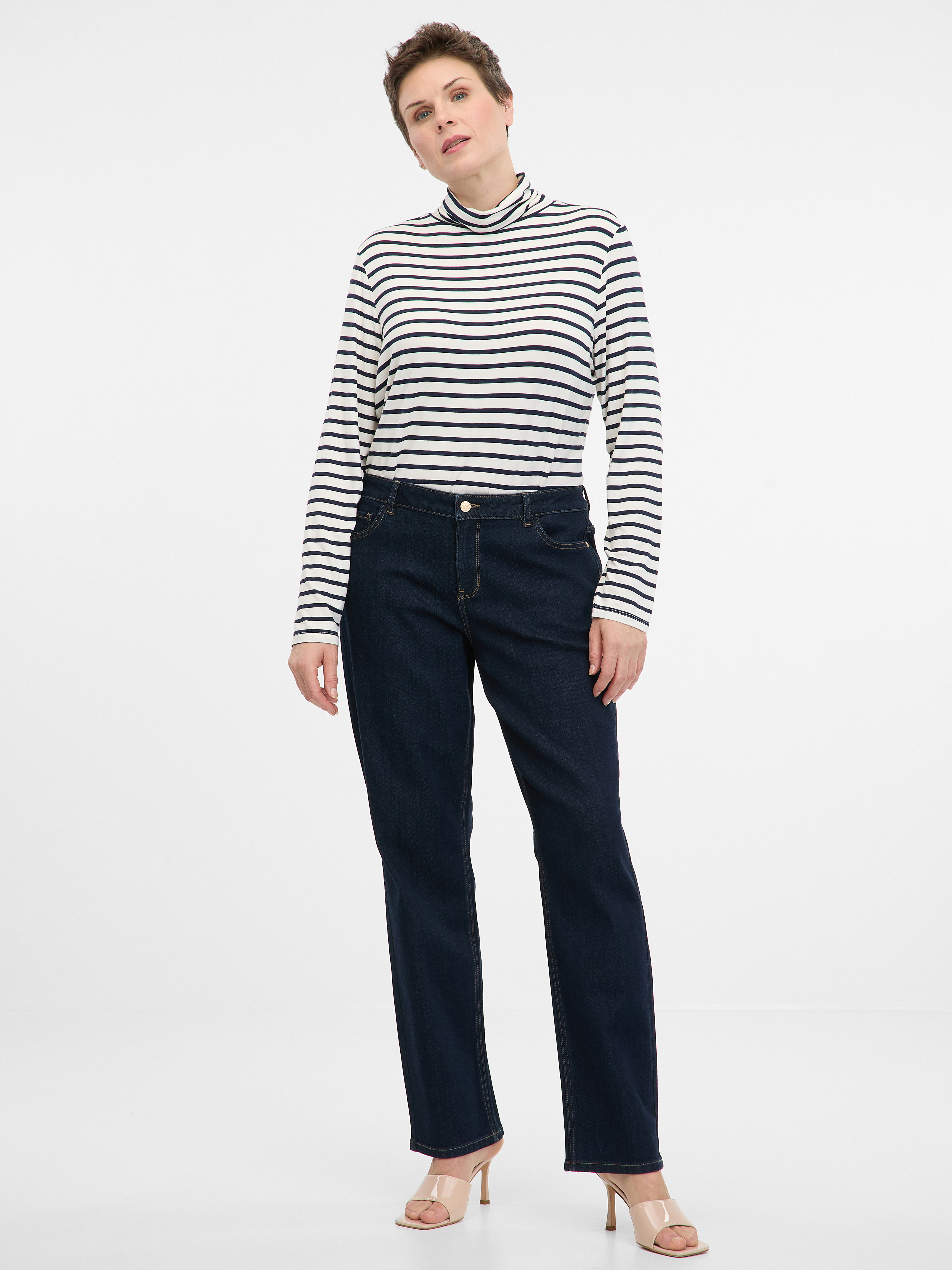 Navy Blue Women's Striped Long Sleeve T-Shirt ORSAY - Women's