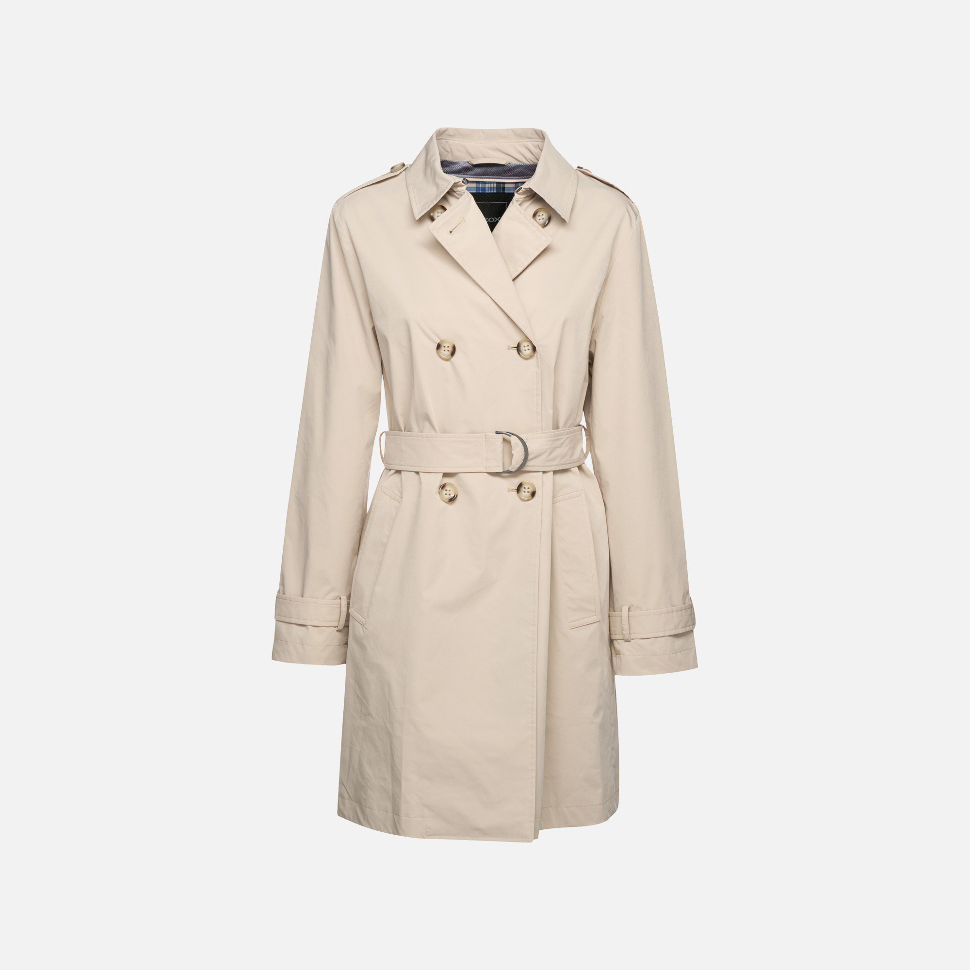 Beige womens coat Geox Claudin - Womens