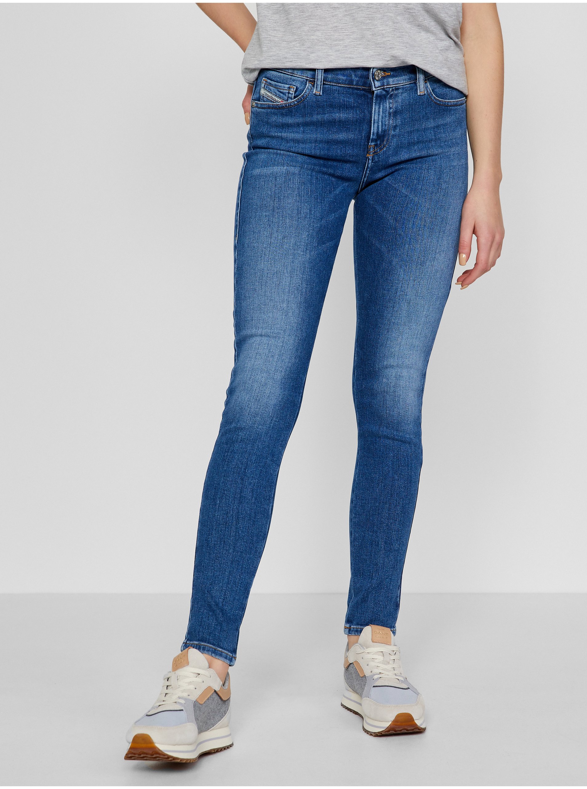 Modré dámské super skinny fit džíny Diesel Slandy - Dámské