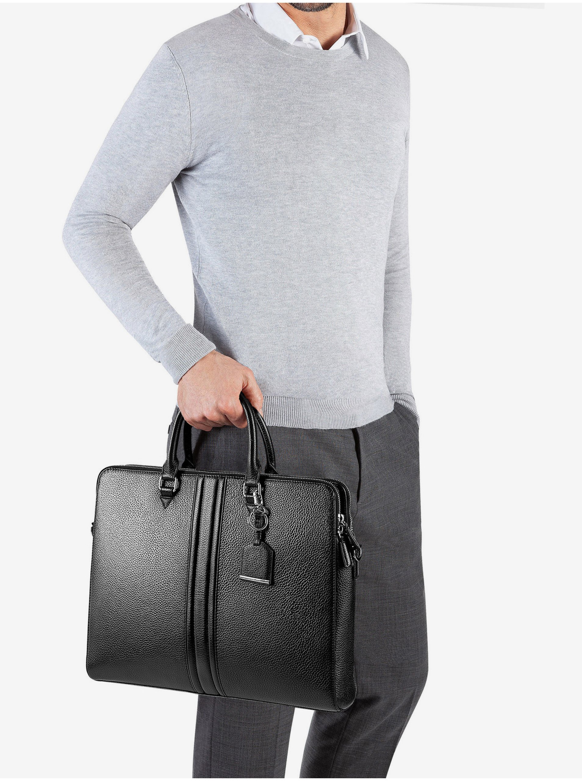 Geox Black Men&#039;s Leather Laptop Bag - Men