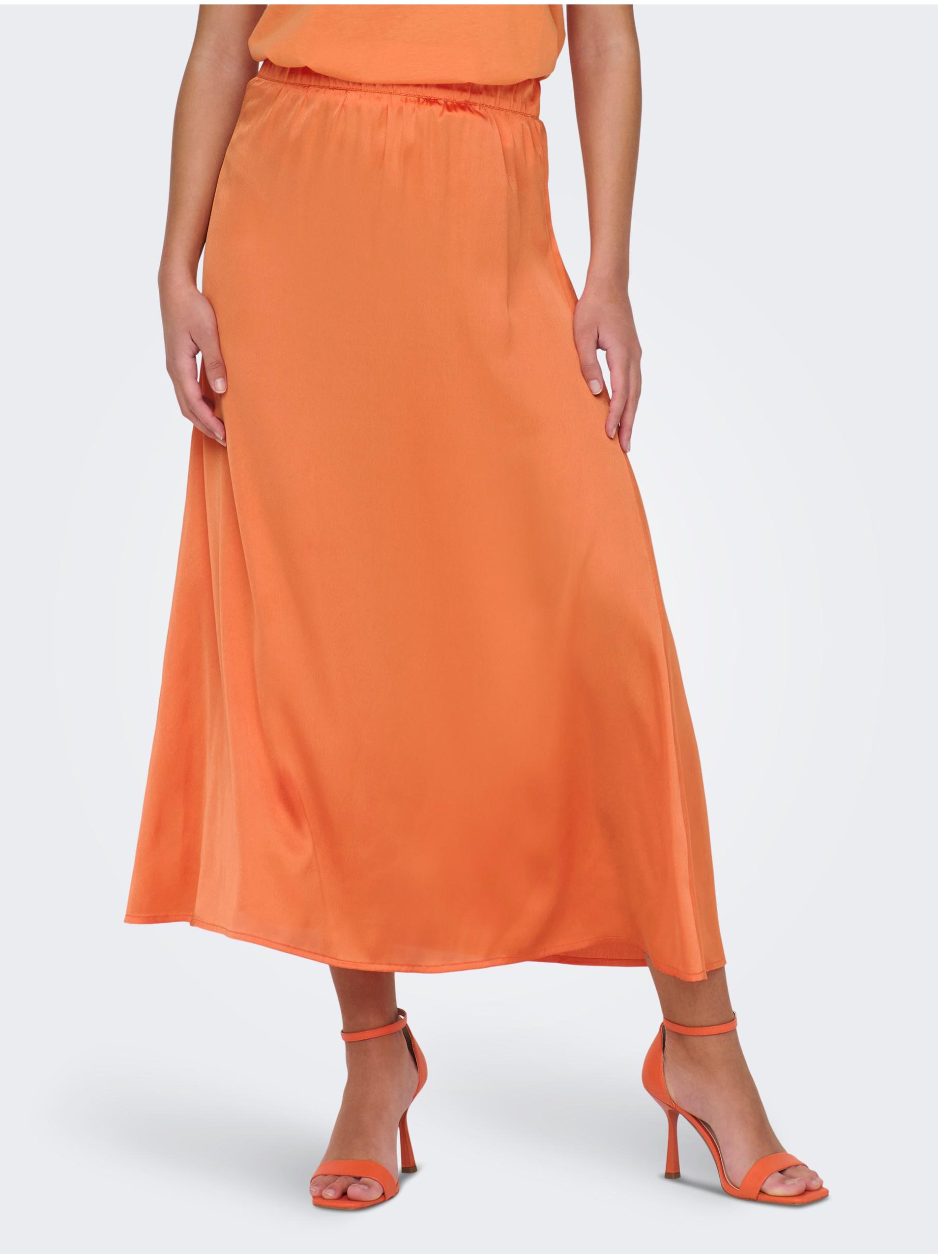 Orange Ladies Satin Maxi Skirt JDY Fifi - Ladies