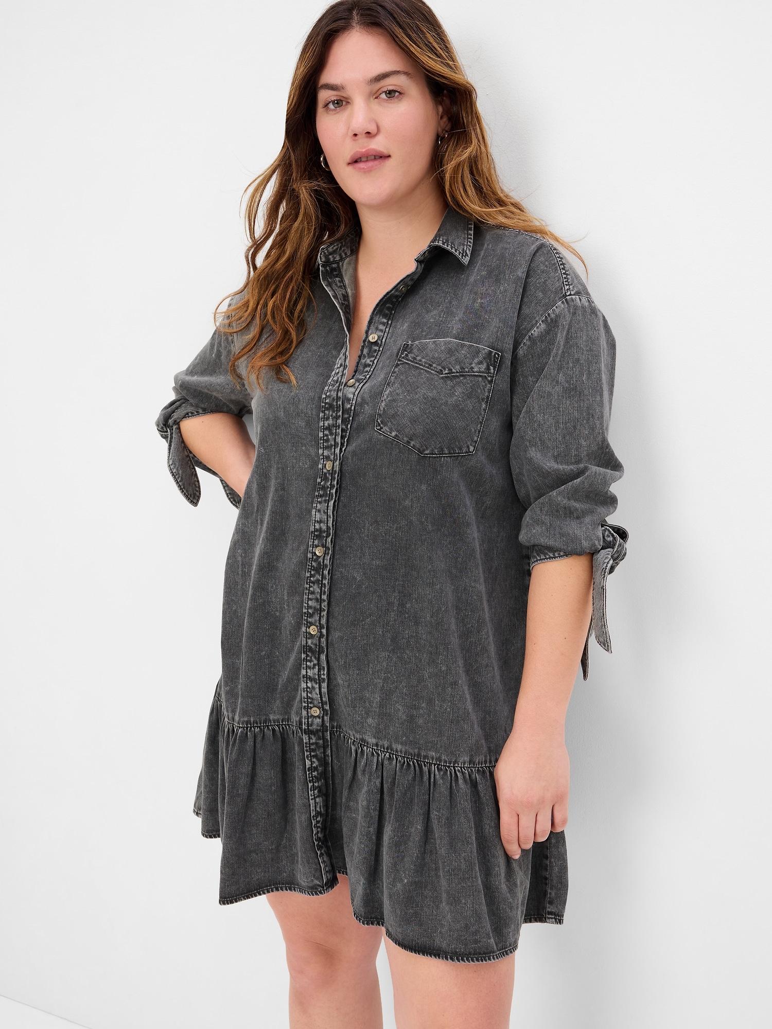 GAP Denim Mini Dress with Frill - Women