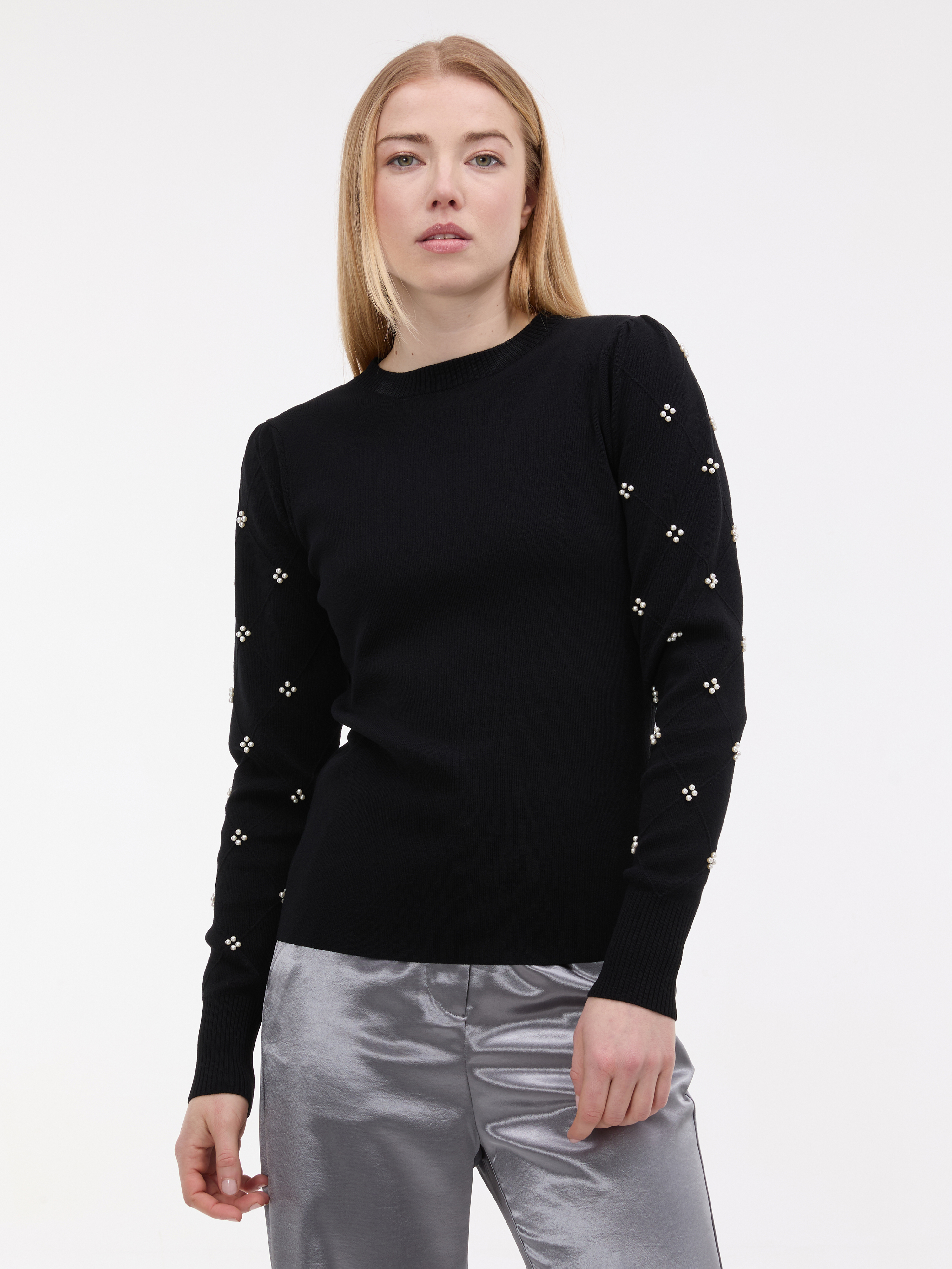 Čierny dámsky sveter s aplikáciou ORSAY