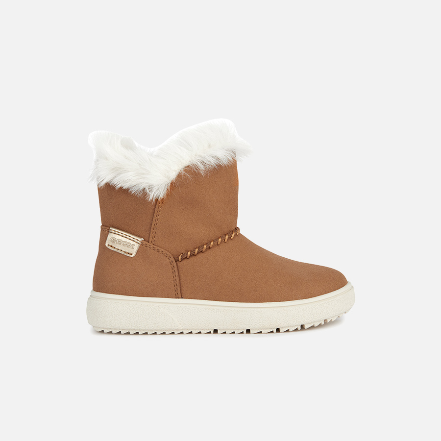 Light Brown Girls Ankle Boots Geox Theleven - Girls