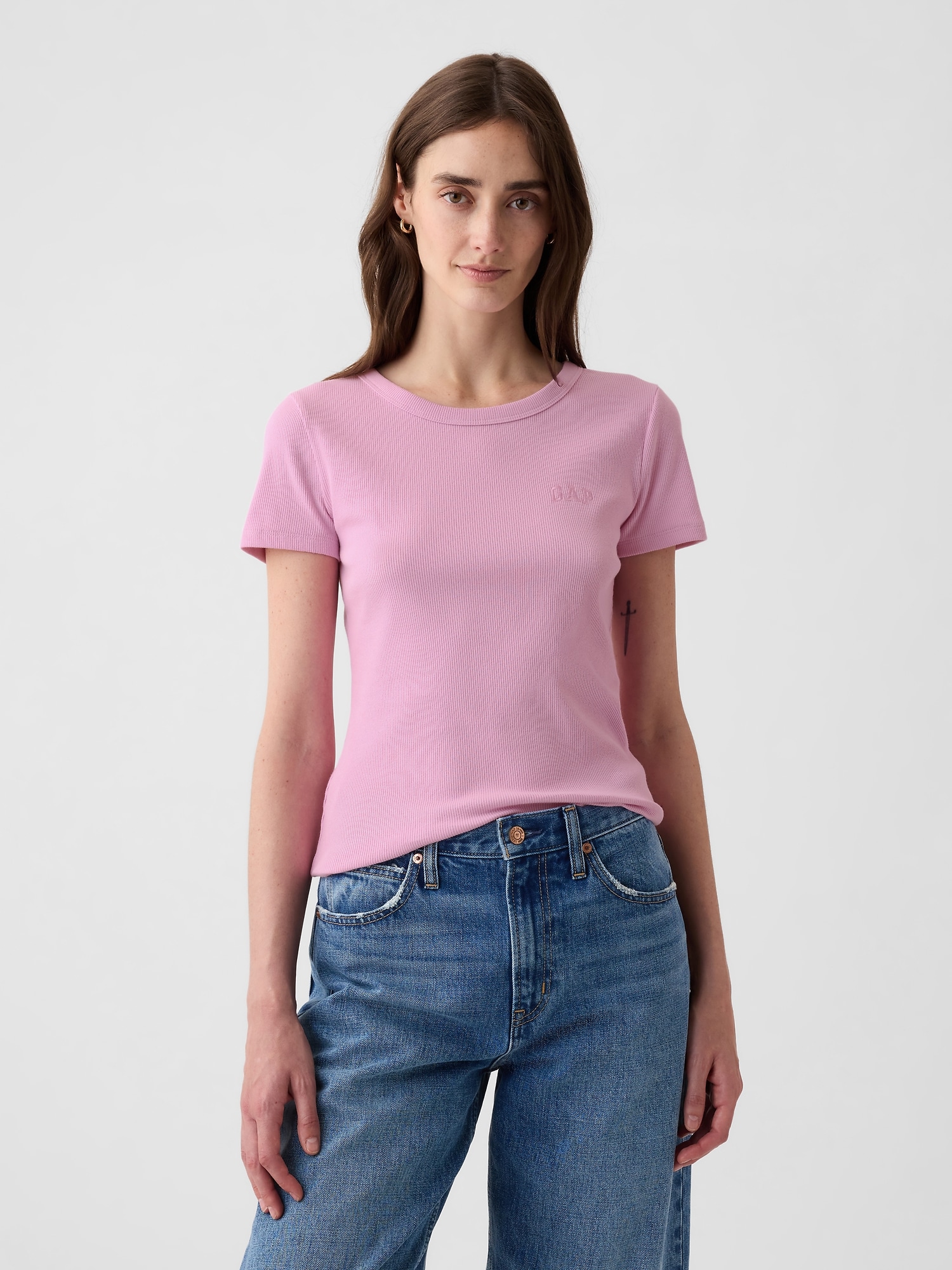 GAP Ribbed T-shirt With Logo - Women