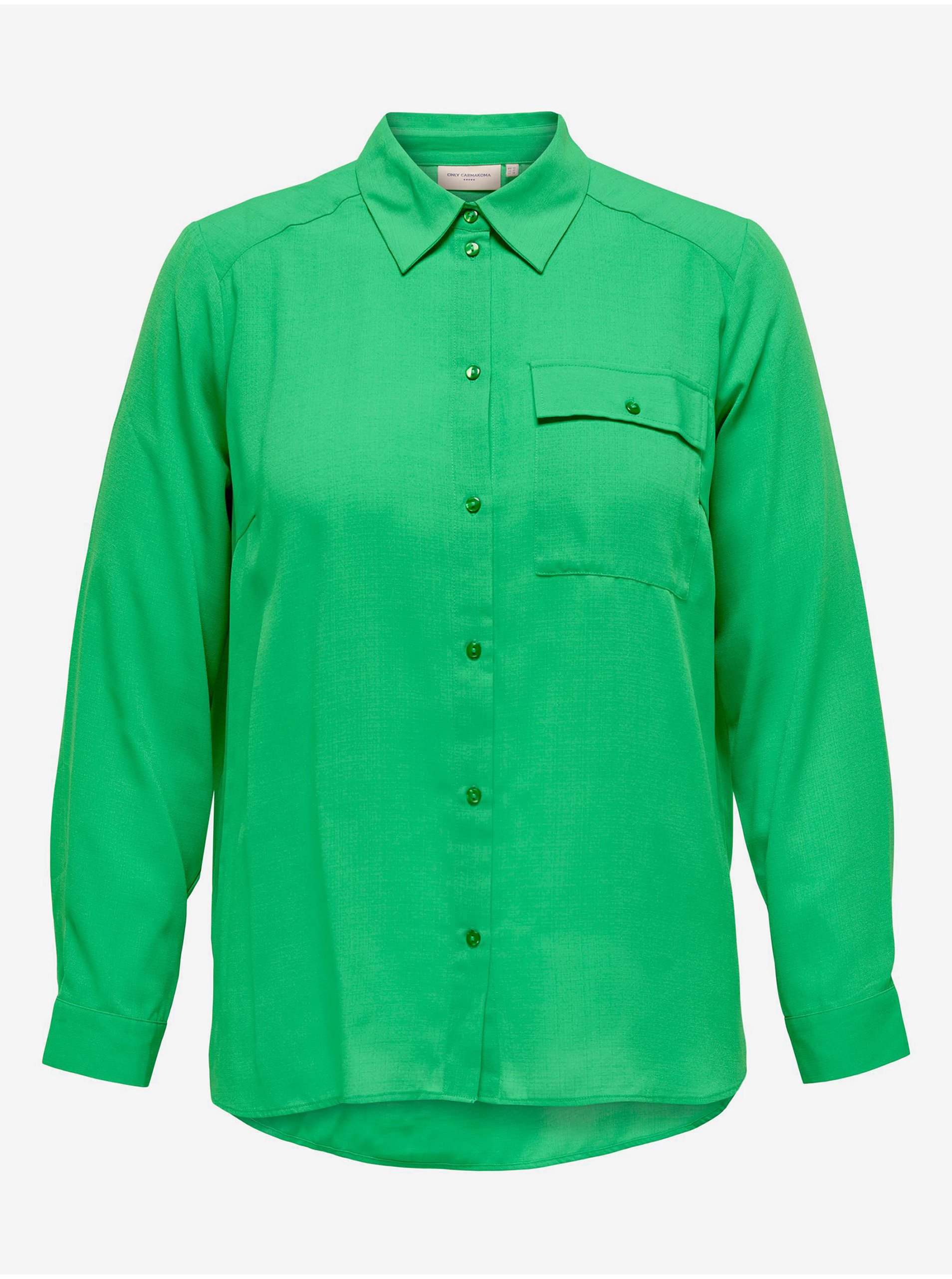 Levně Zelená dámská košile ONLY CARMAKOMA Joleen - Dámské