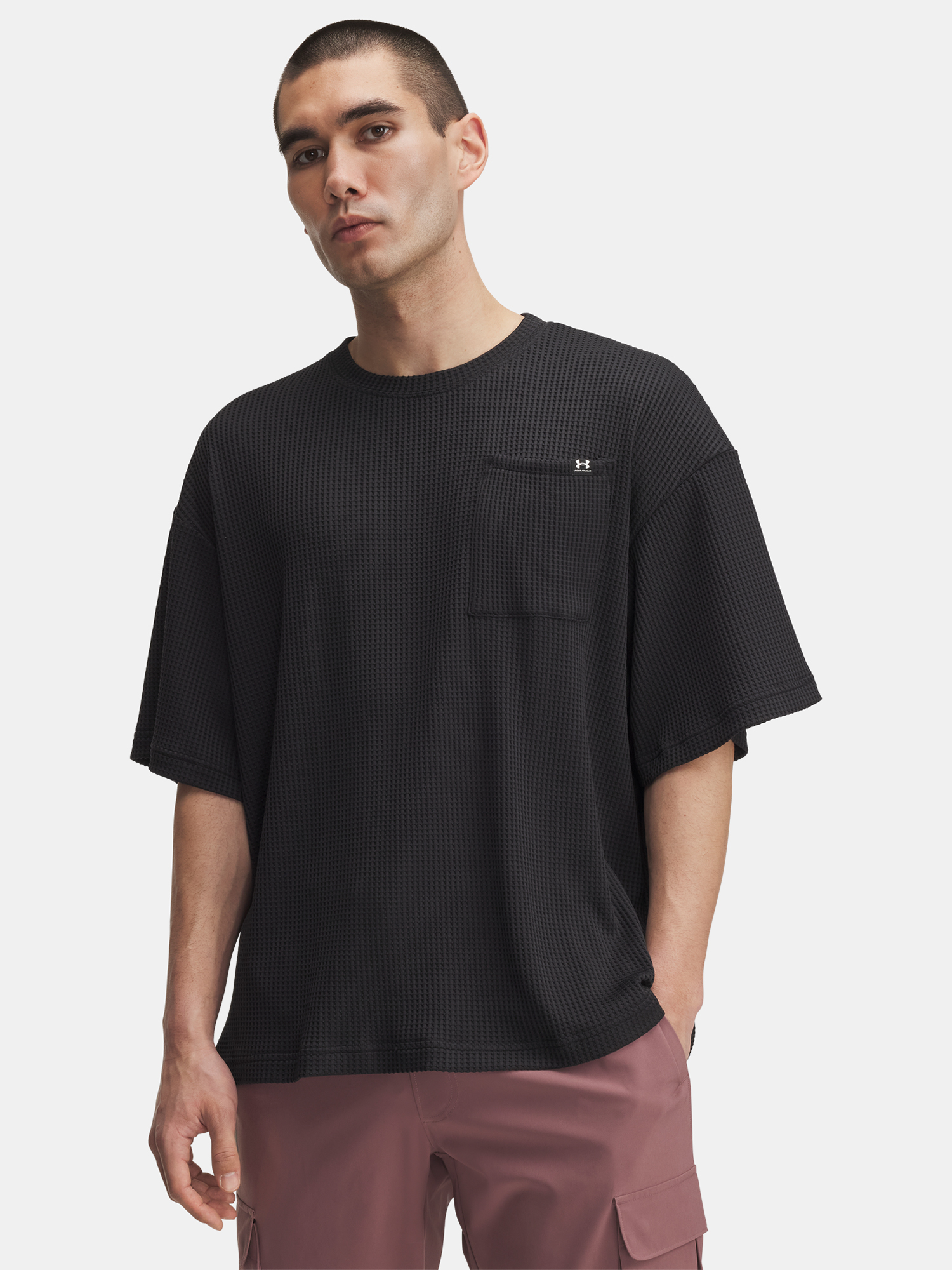 Men's Under Armour UA Rival Waffle Crew-BLK T-Shirt - Mens