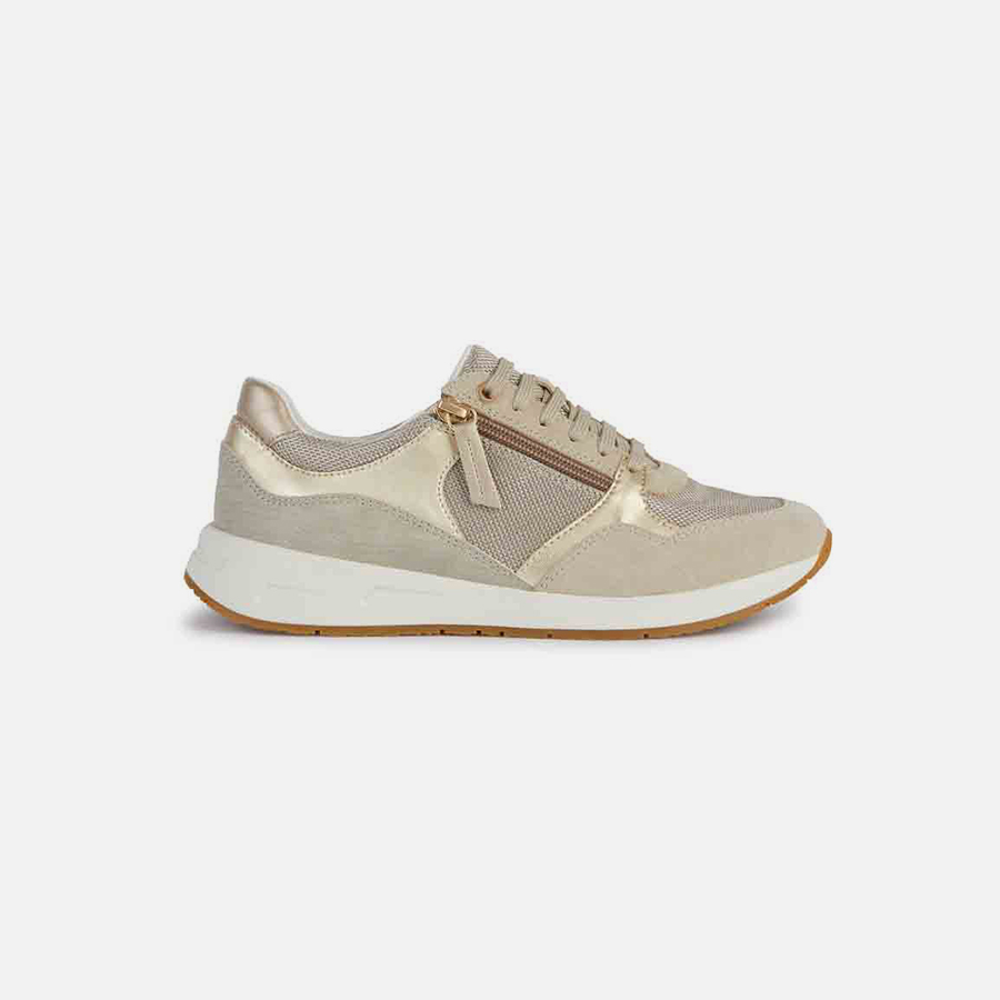 Gold womens sneakers Geox Bulmya - Womens