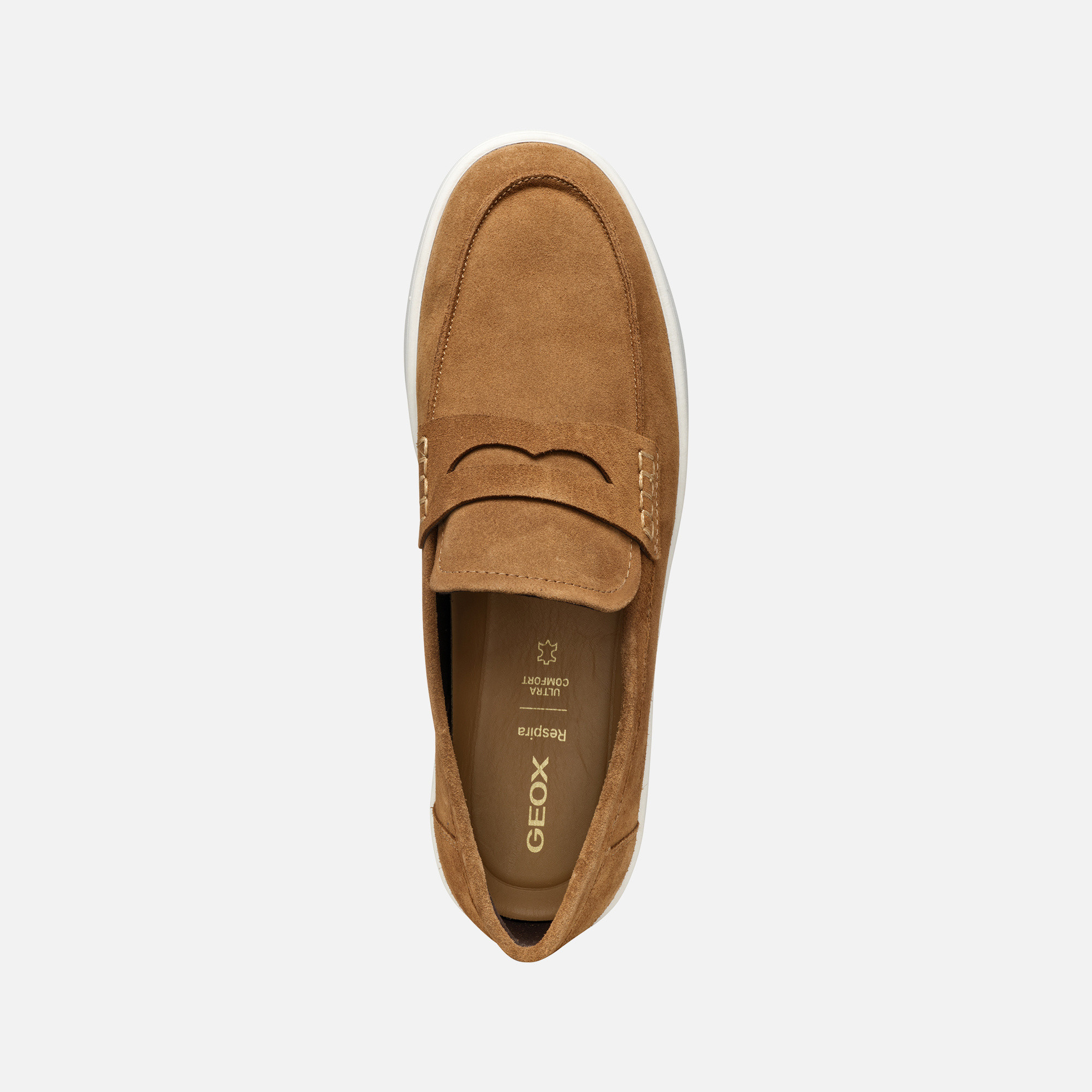 Light brown men&#039;s moccasins Geox Spherica ECUB-1 - Men&#039;s