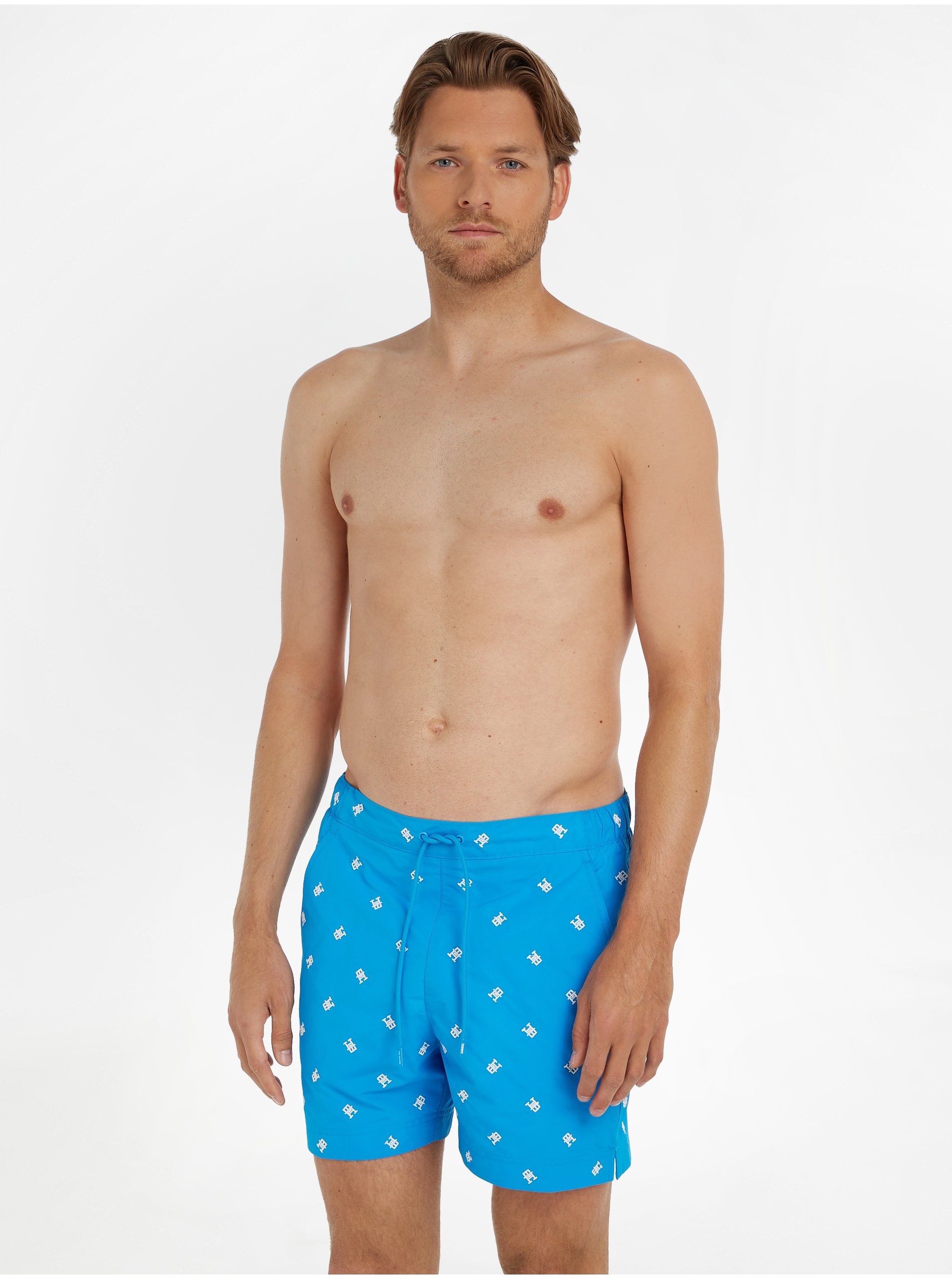 Levně Modré pánské vzorované plavky Tommy Hilfiger - Pánské