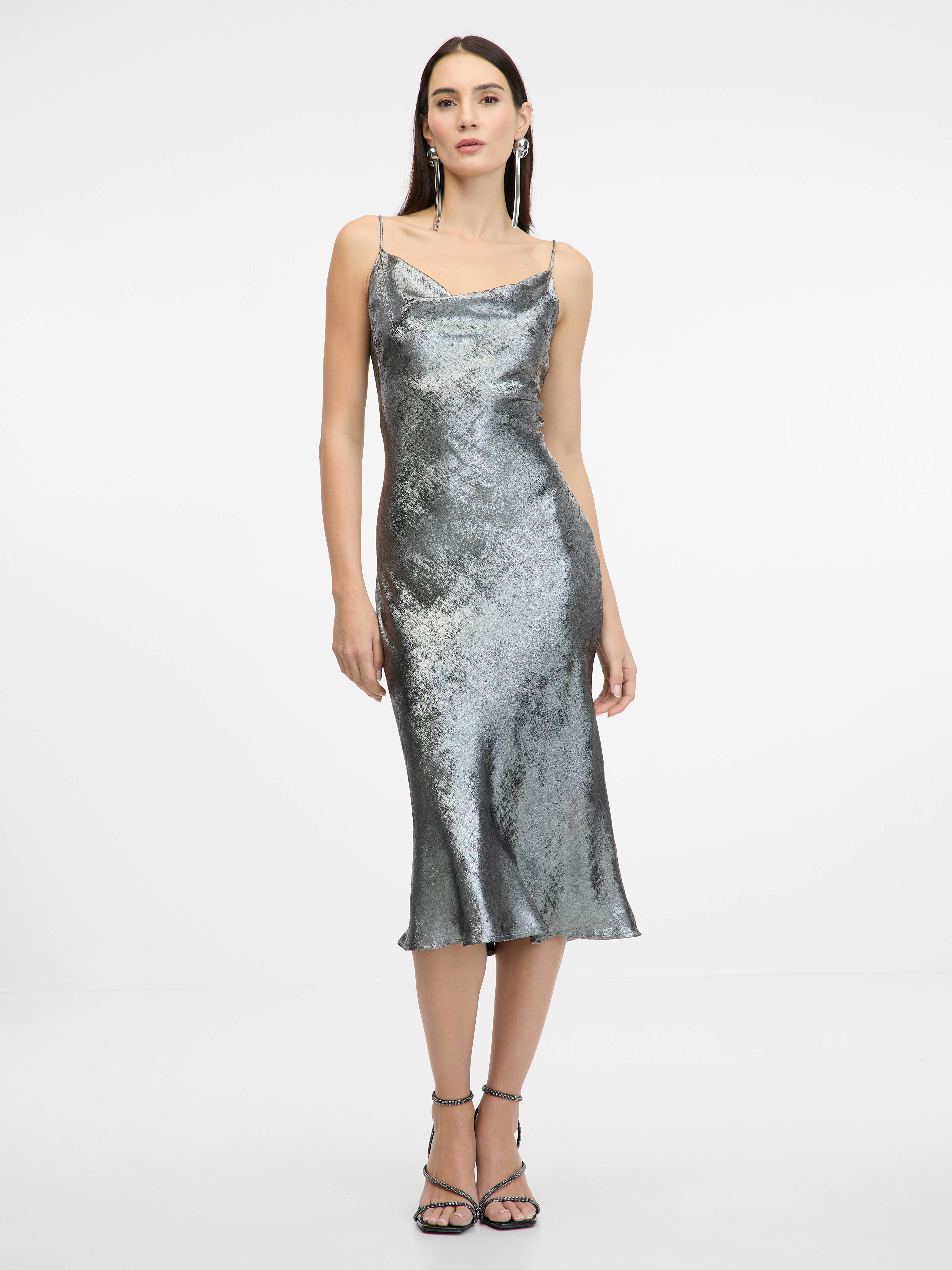 Silver womens dress with straps ORSAY - Womens